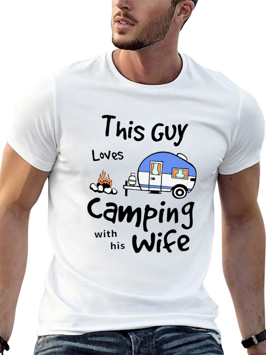 Camping with Wife Black T-Shirt