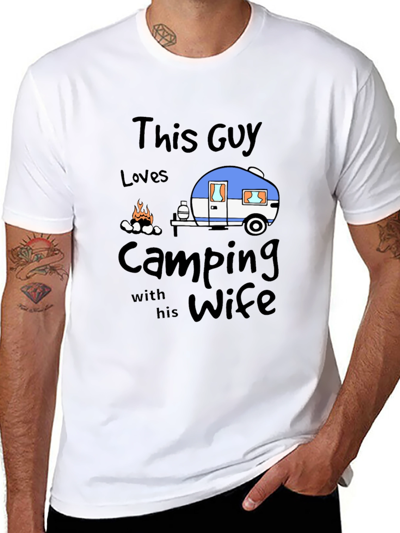 Camping with Wife Black T-Shirt