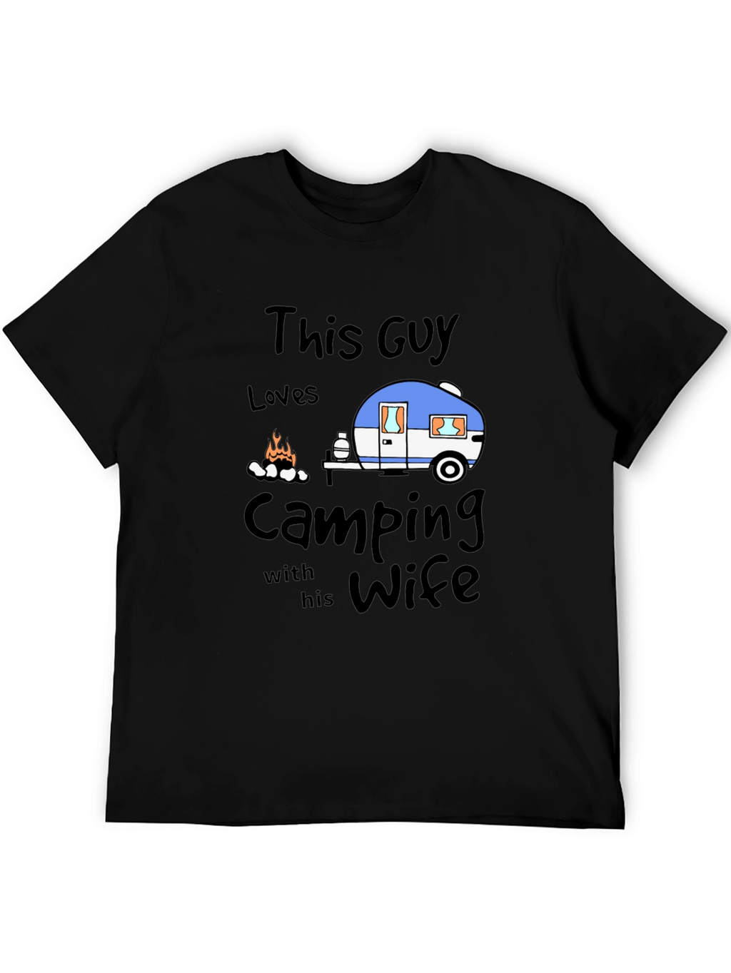 Camping with Wife Black T-Shirt