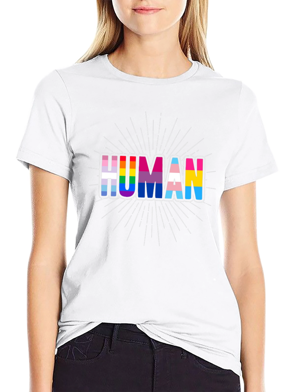 Human Pride T-Shirt LGBTQ+ Rainbow Graphic Tee