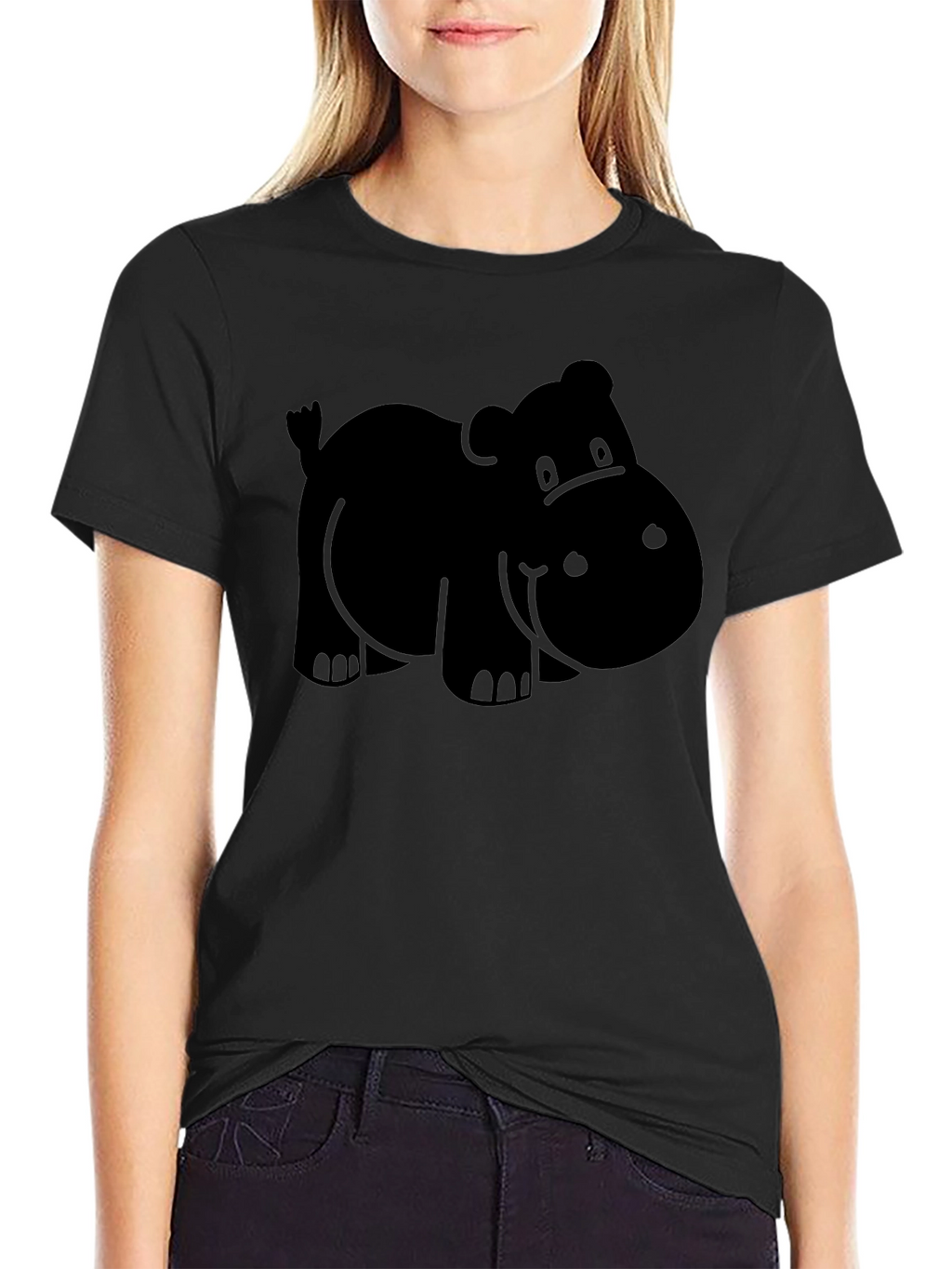 Hippo Graphic Tee - Black Cotton Comfort
