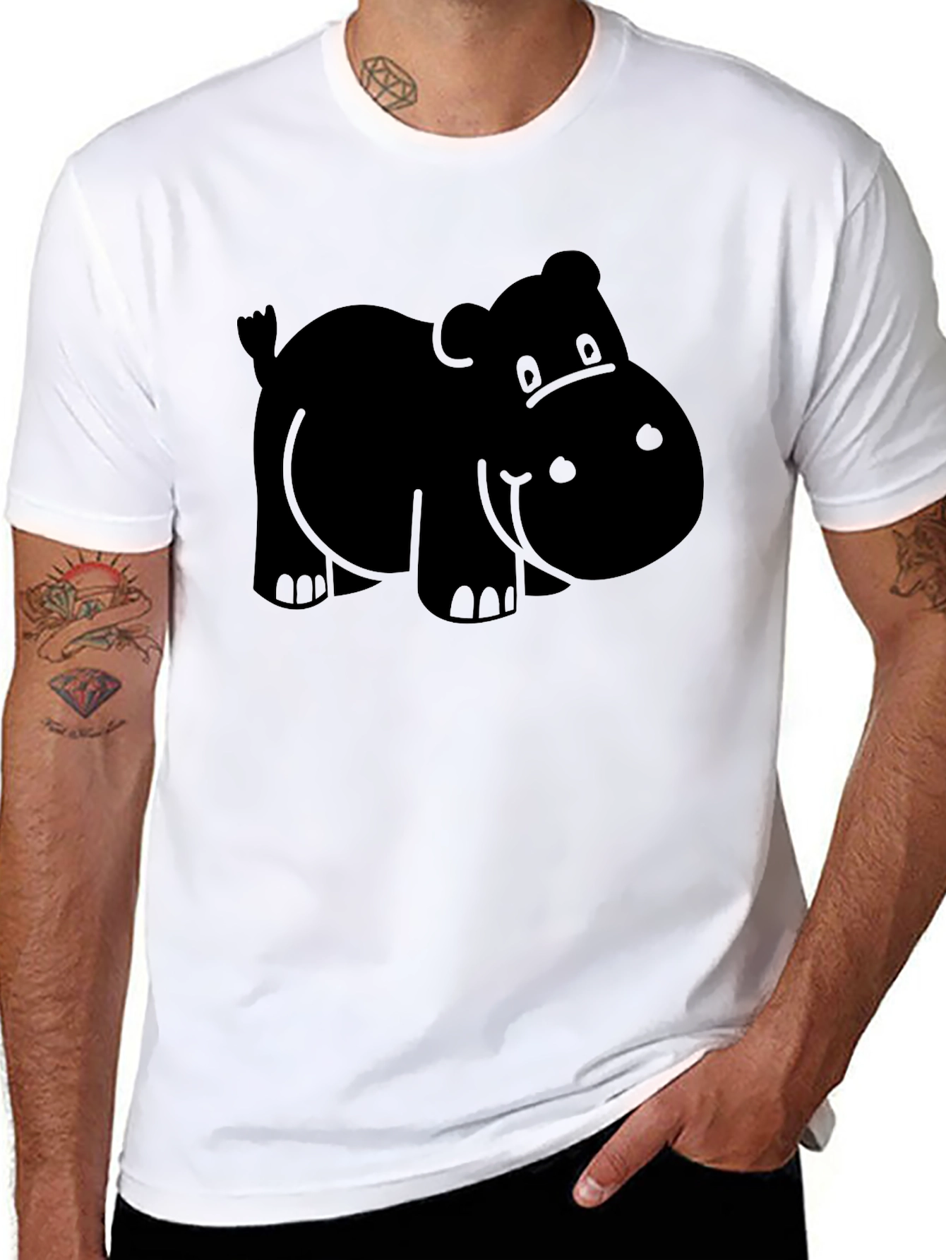 Hippo Graphic Tee - Black Cotton Comfort
