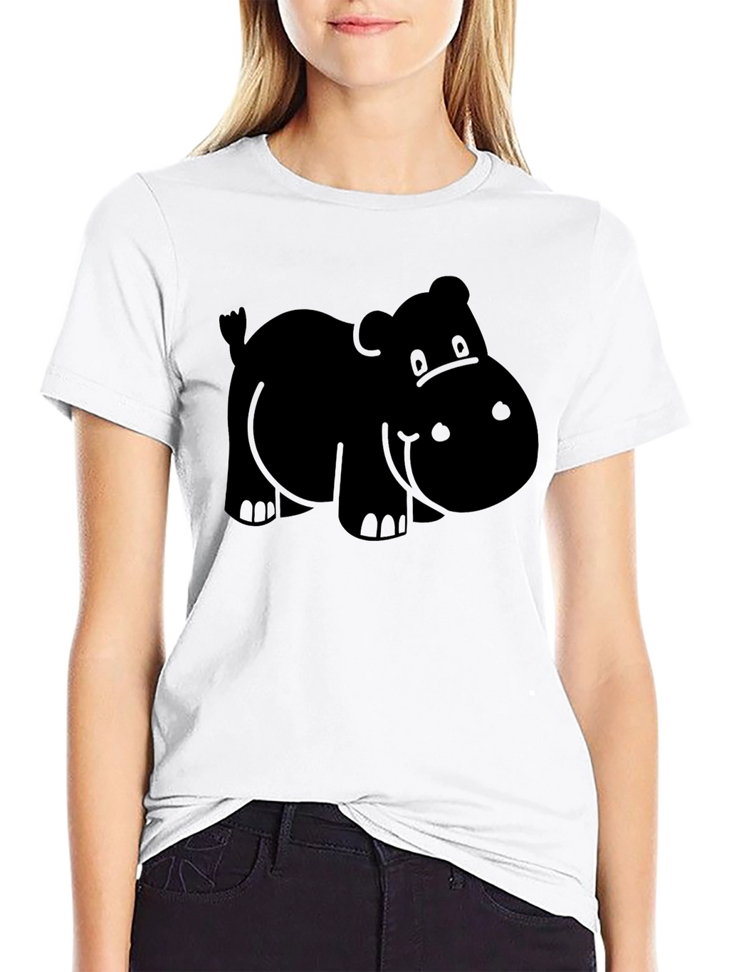 Hippo Graphic Tee - Black Cotton Comfort