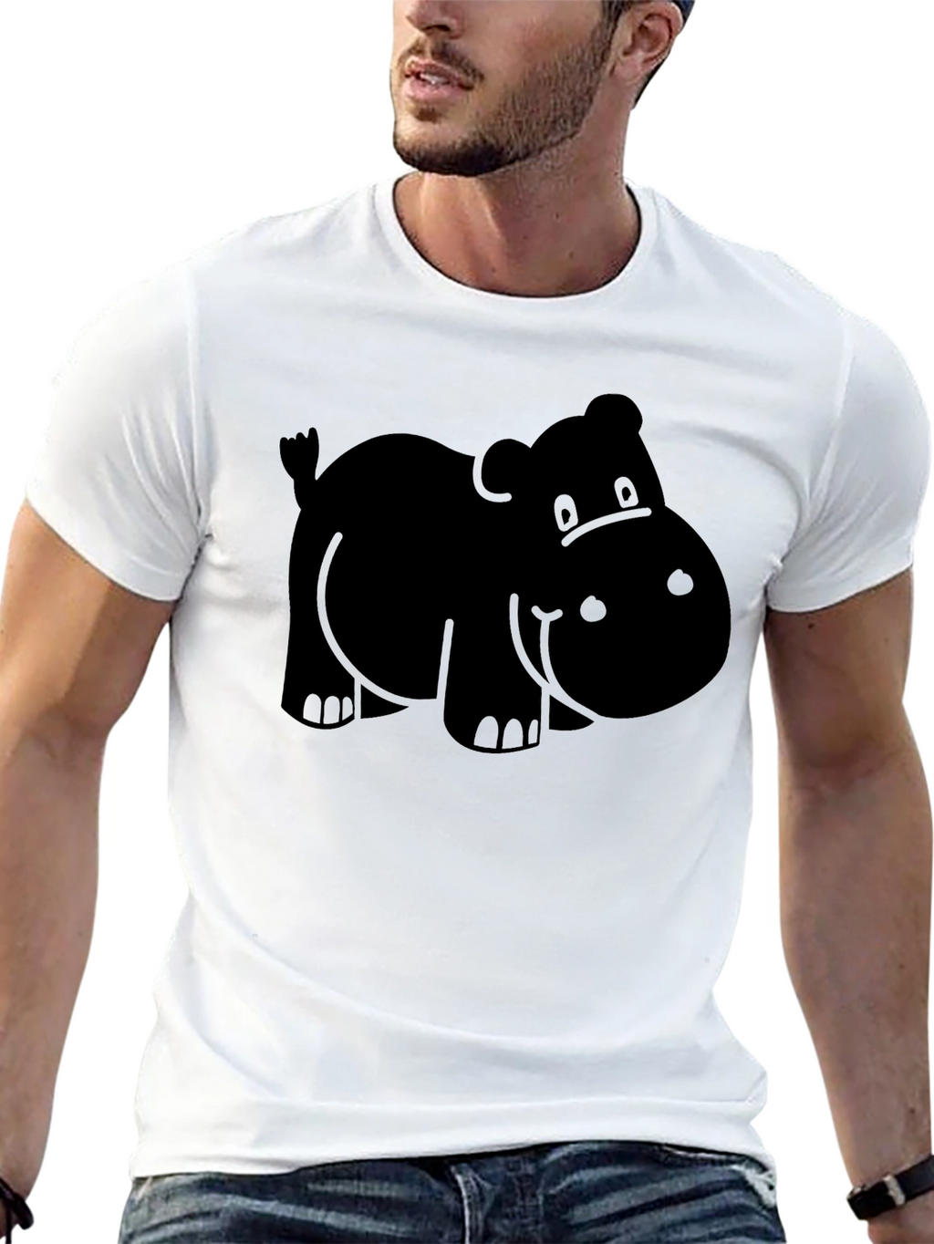 Hippo Graphic Tee - Black Cotton Comfort