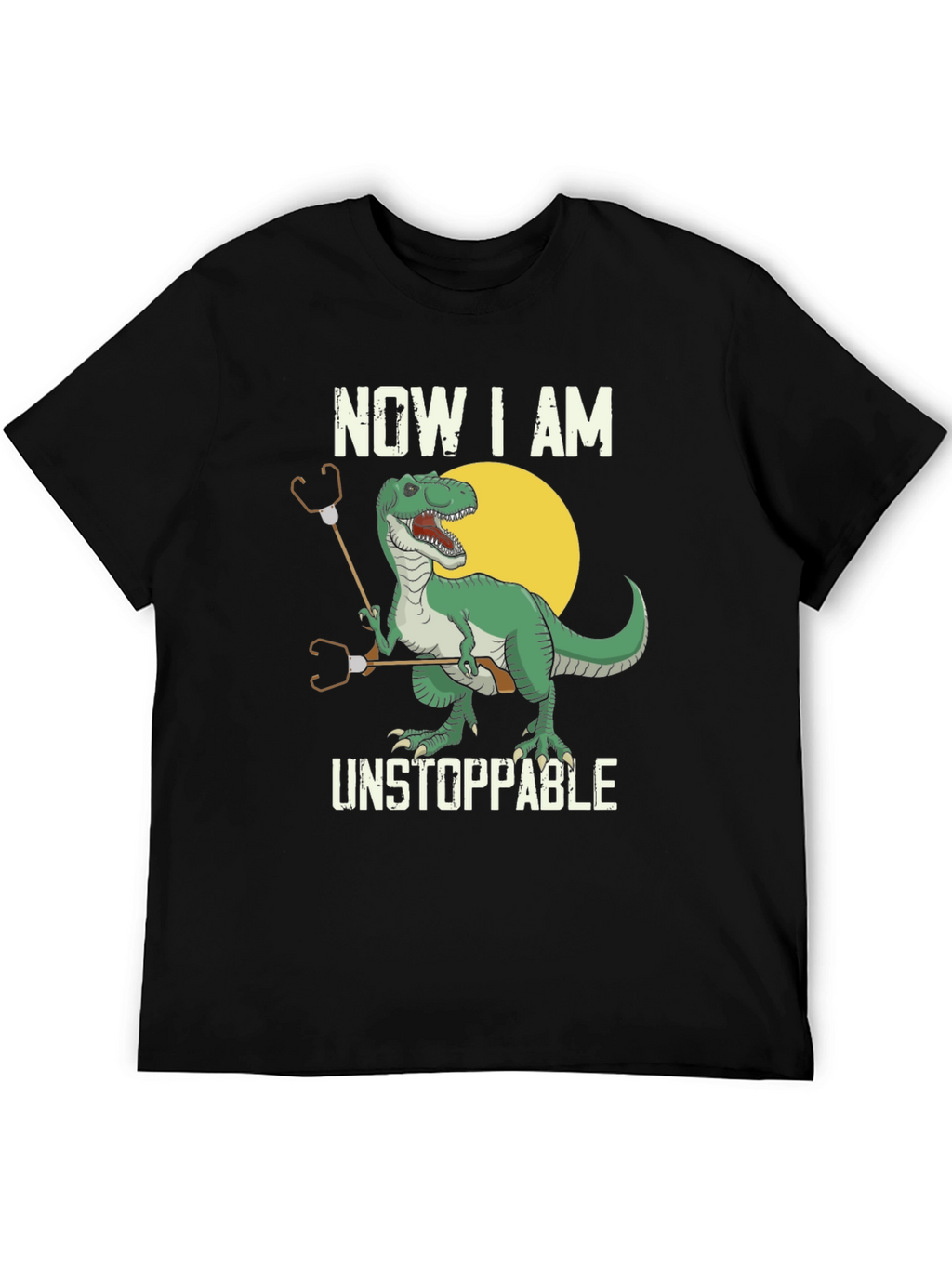 T-Rex Stethoscope Black T-Shirt - Now I am Unstoppable