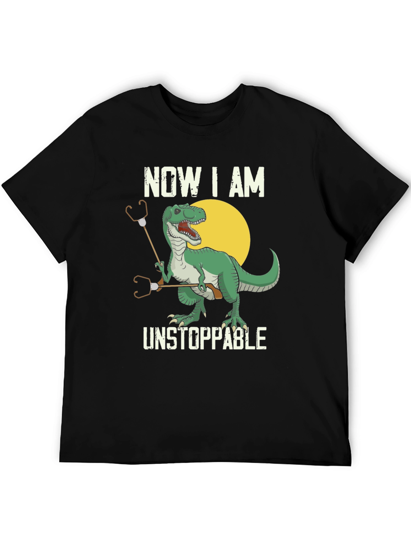 T-Rex Stethoscope Black T-Shirt - Now I am Unstoppable
