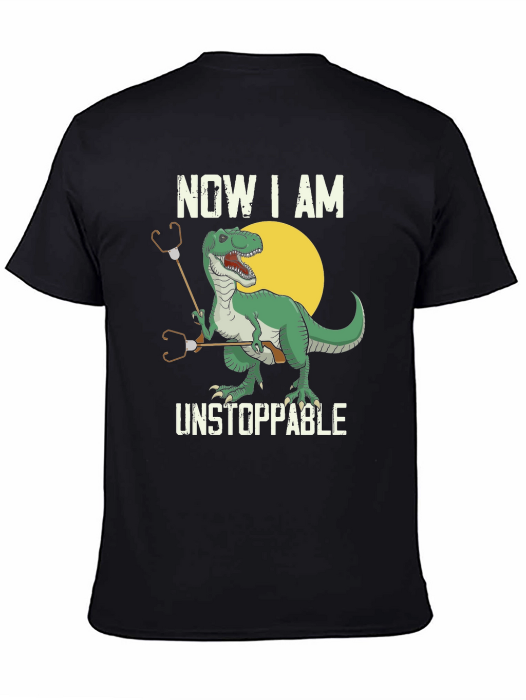 T-Rex Stethoscope Black T-Shirt - Now I am Unstoppable
