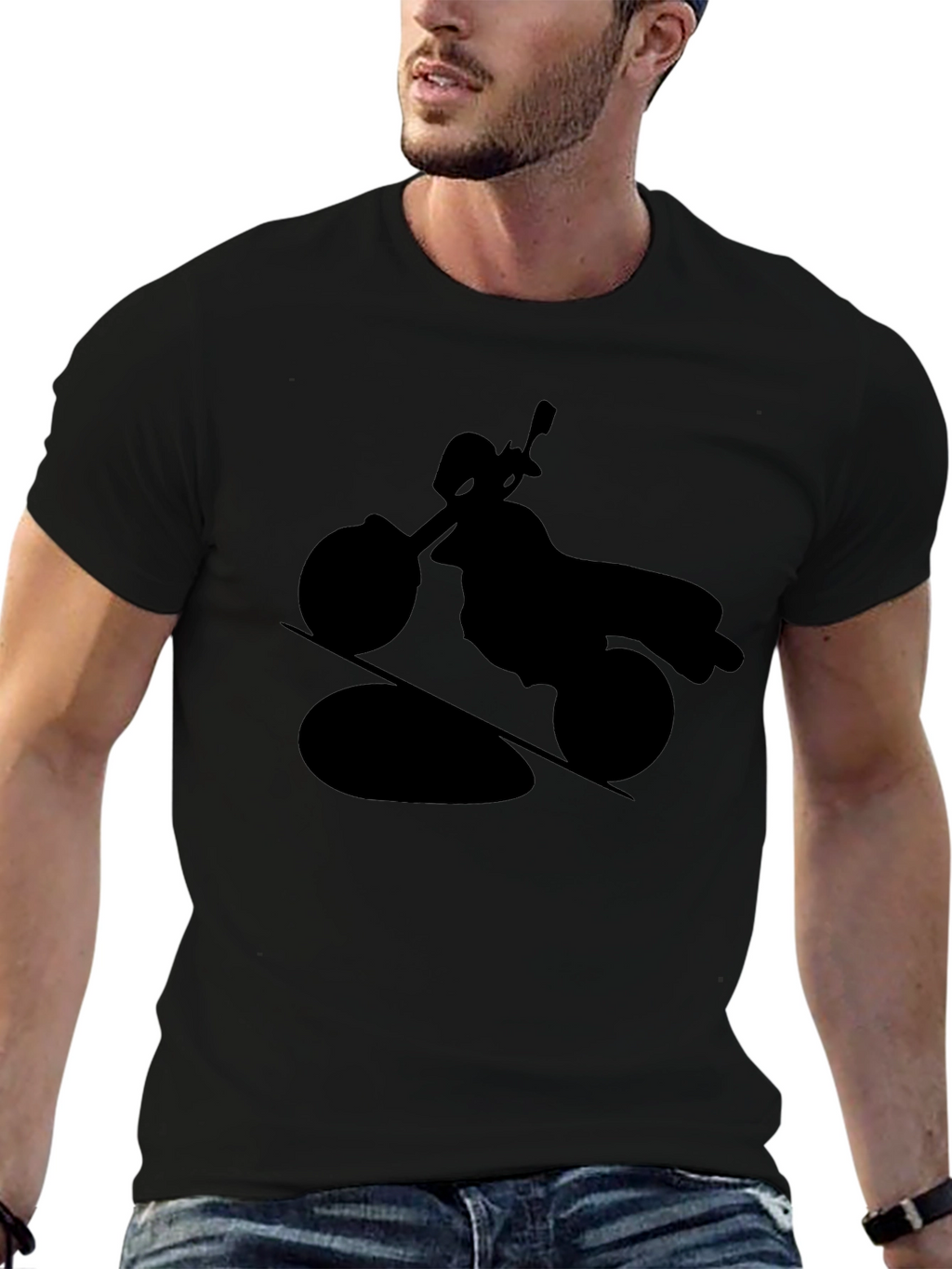 Motorcycle Silhouette T-Shirt - Black