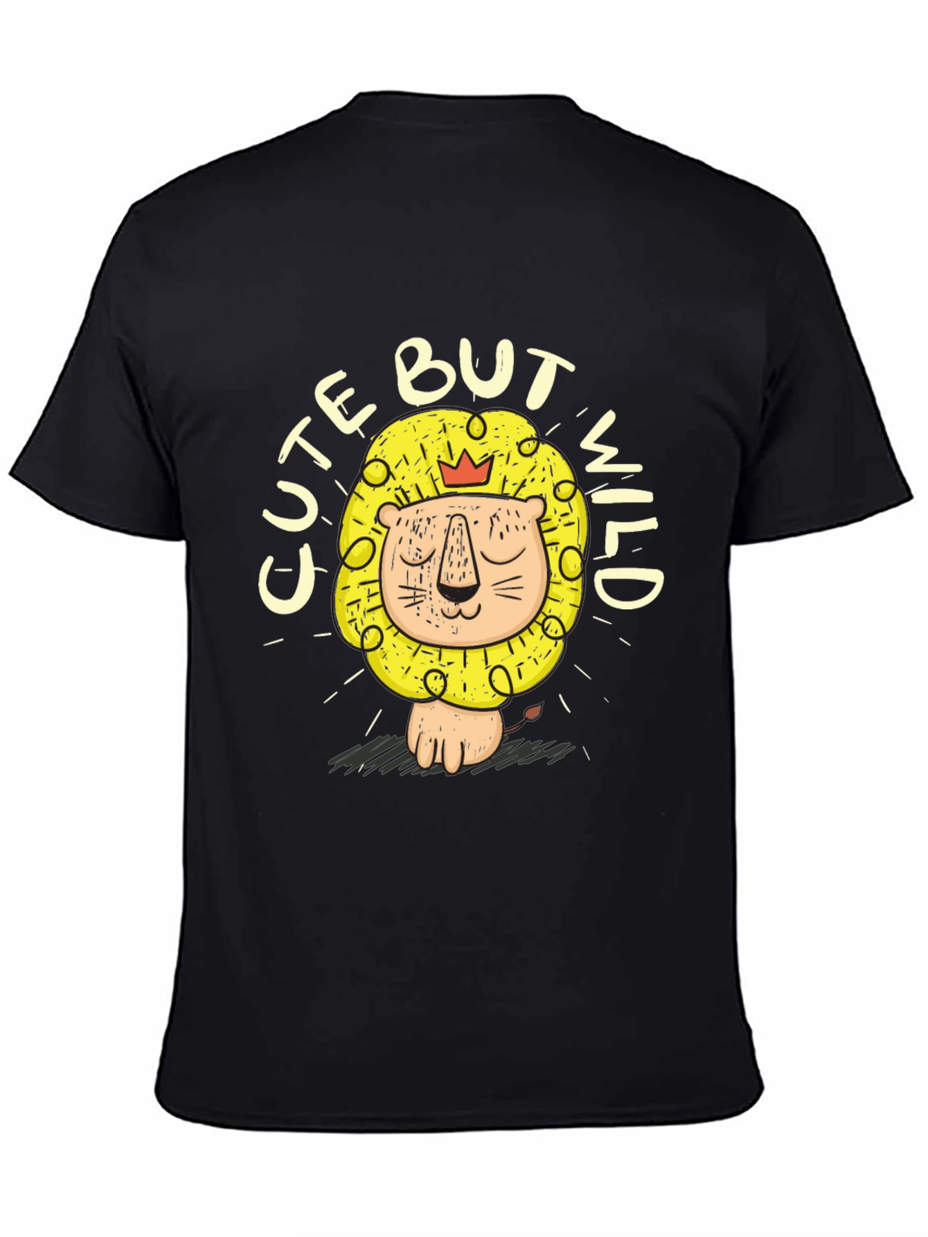 Cute But Wild Lion Graphic Tee - Mens Black T-Shirt