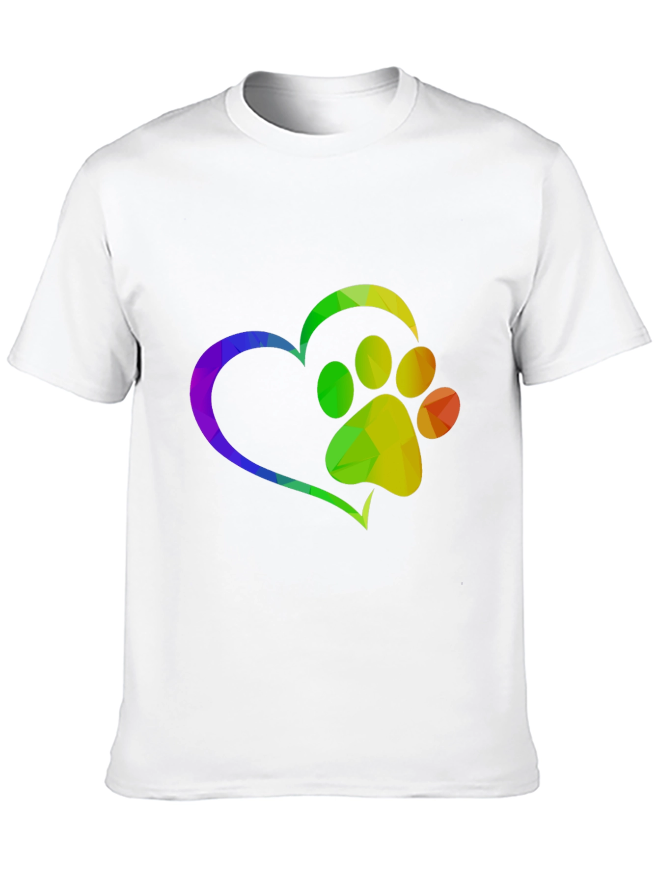 Rainbow Paw Print Heart T-Shirt