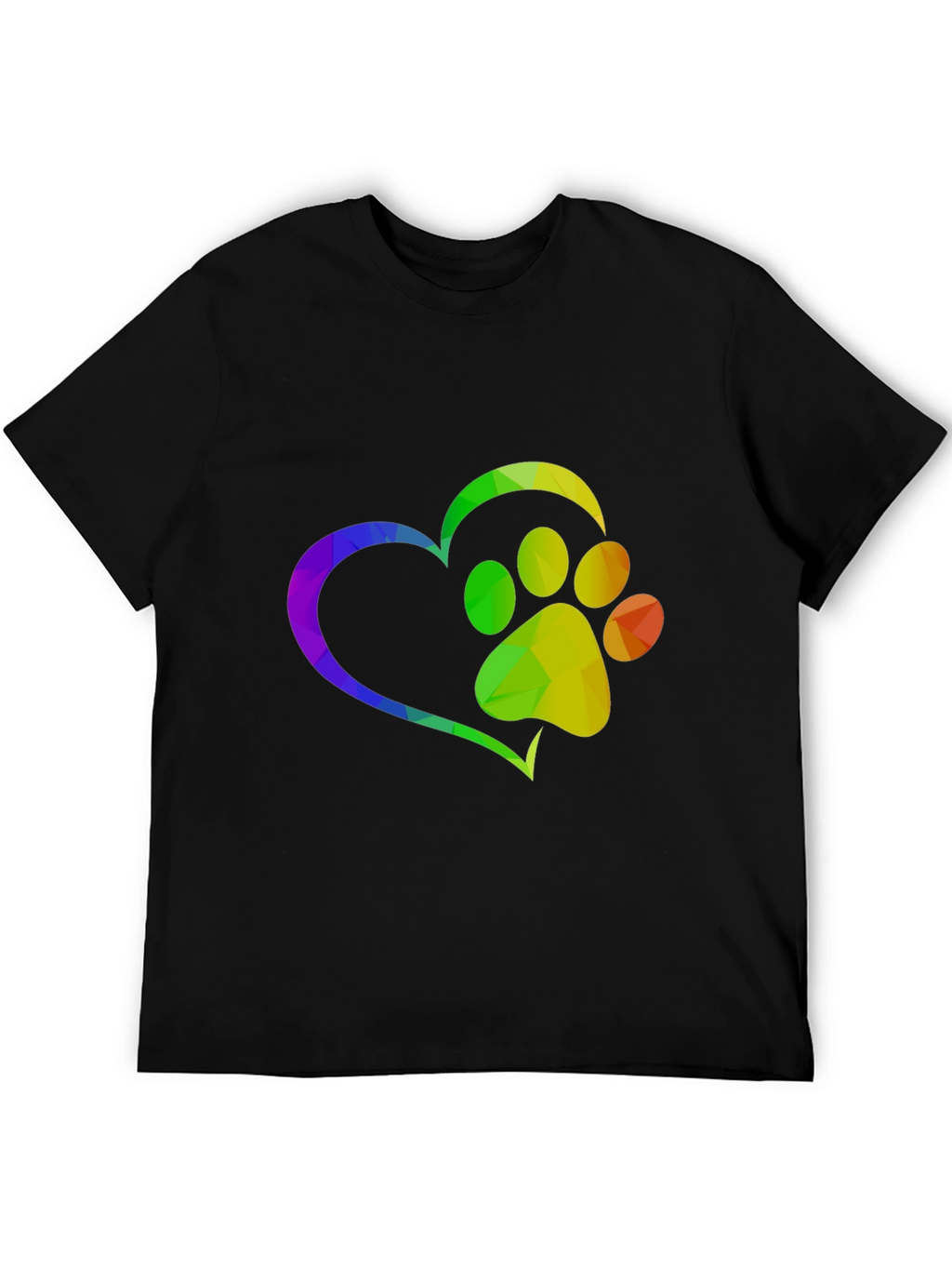 Rainbow Paw Print Heart T-Shirt