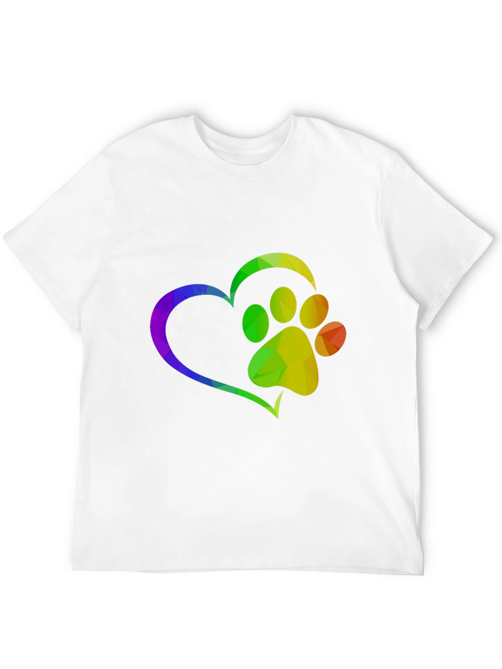 Rainbow Paw Print Heart T-Shirt