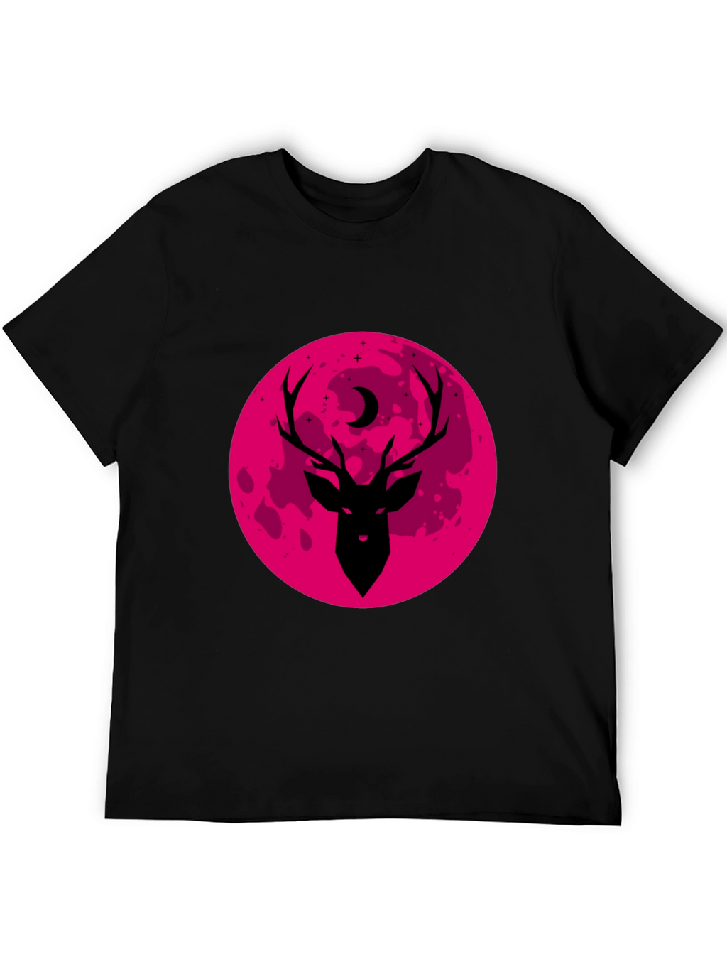 Deer & Moon Graphic Black Tee