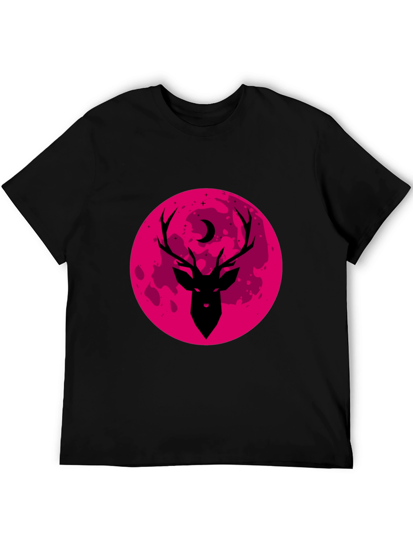Deer & Moon Graphic Black Tee