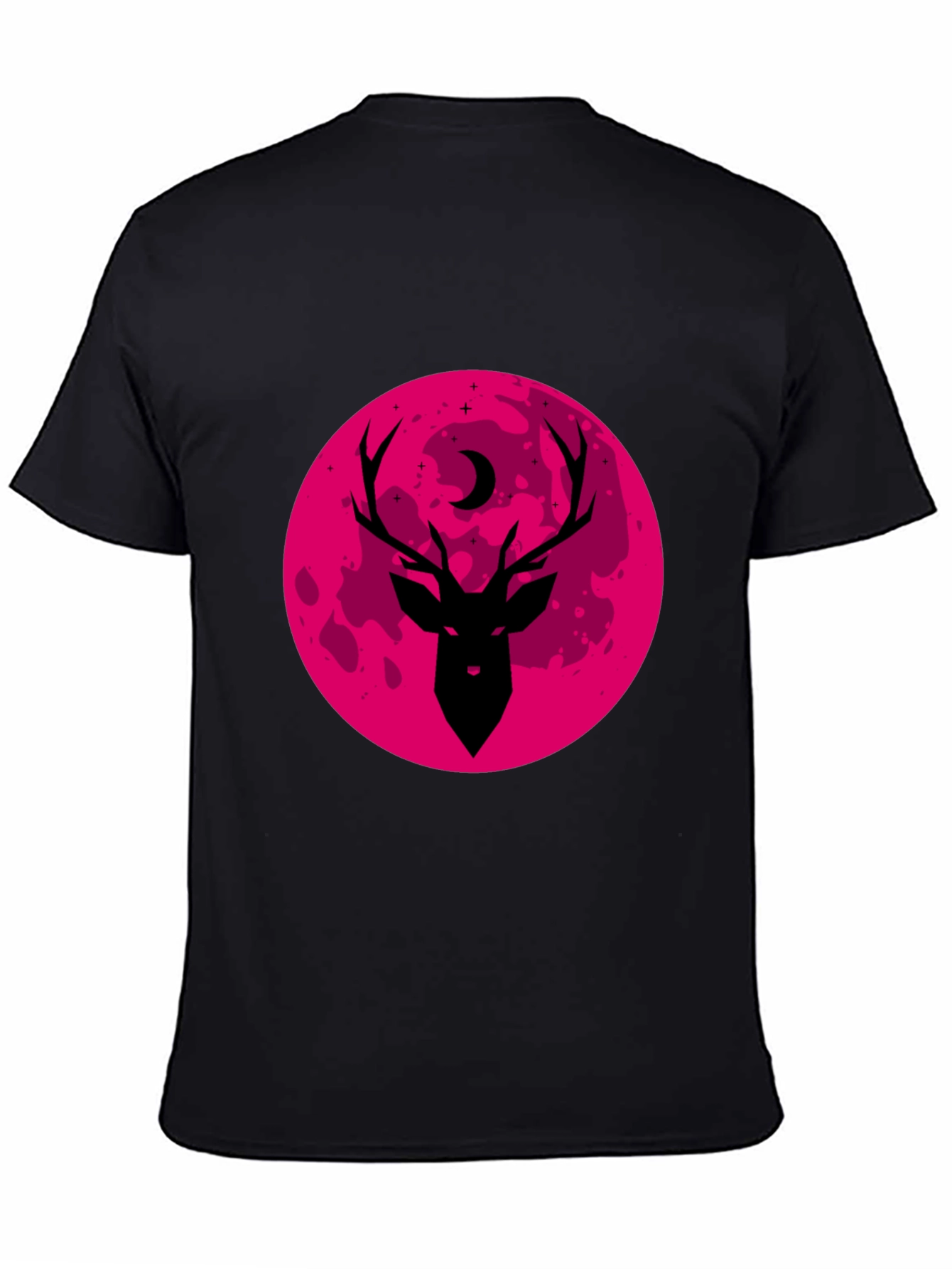 Deer & Moon Graphic Black Tee