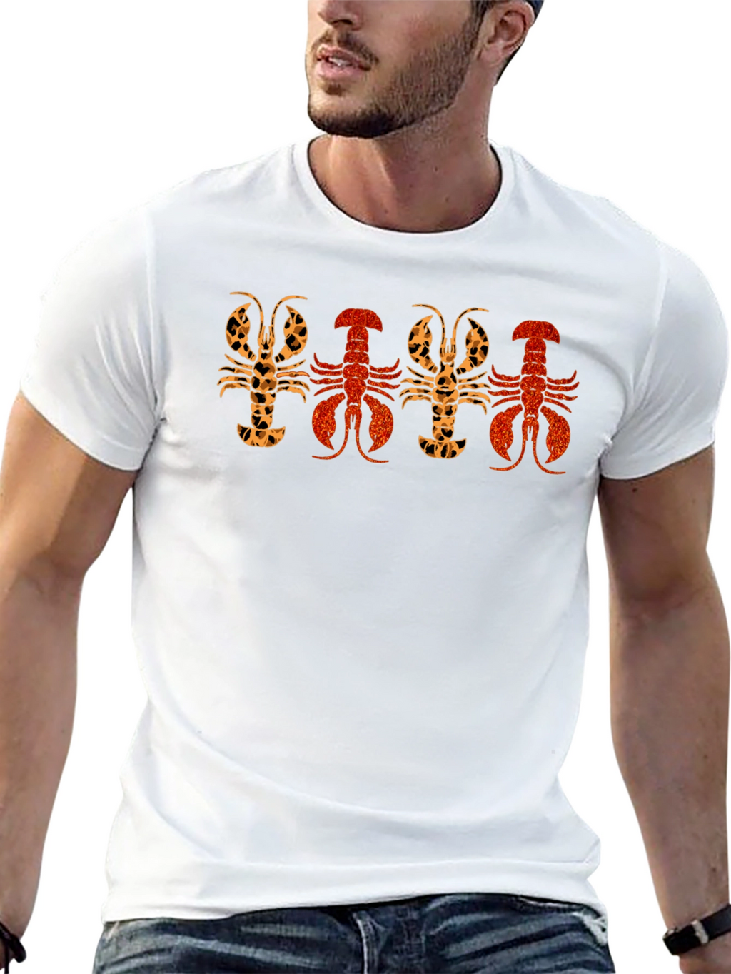 Lobster Print Crew Neck T-Shirt