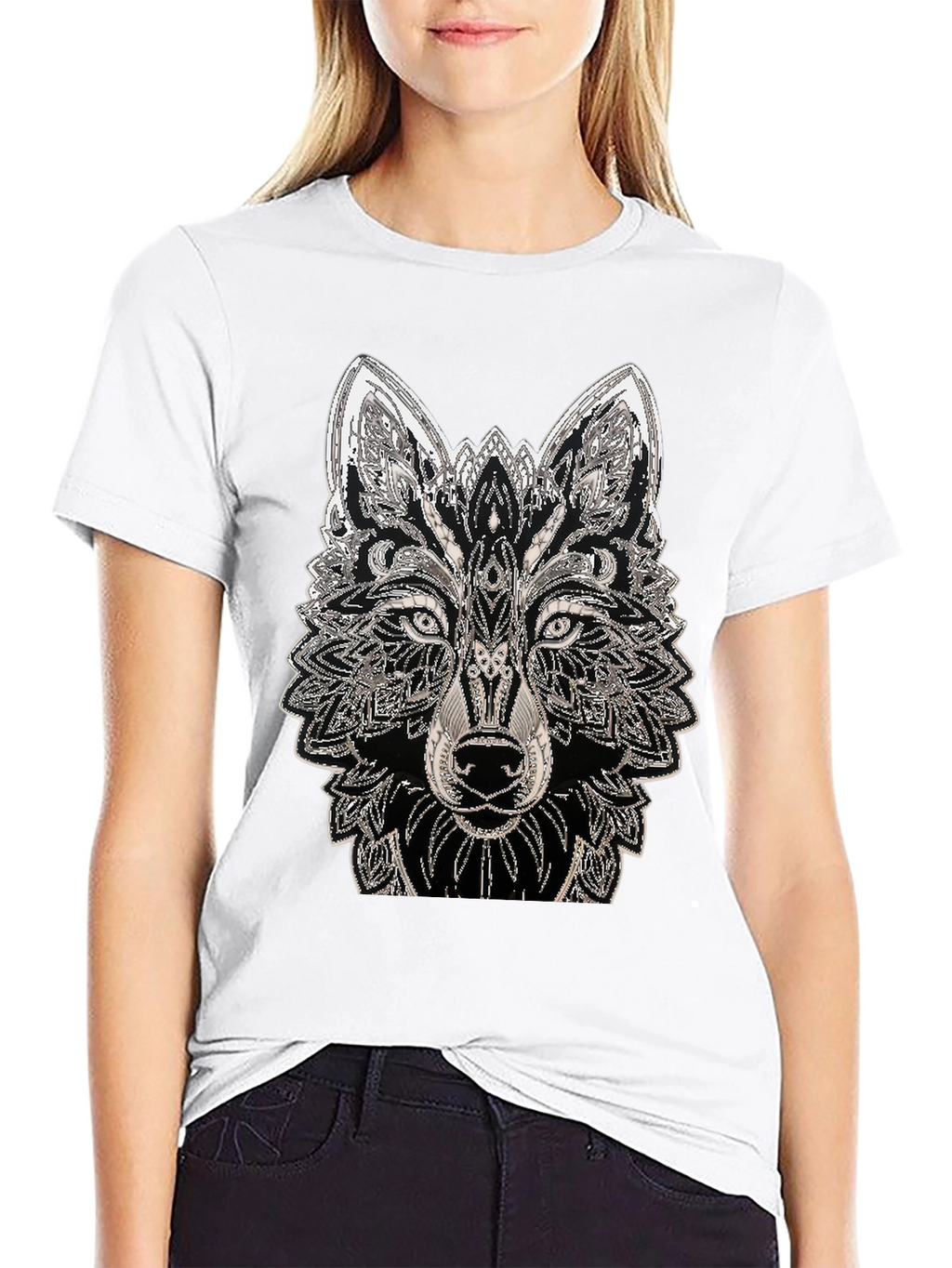 Wolf Graphic Tee - Black Cotton T-Shirt