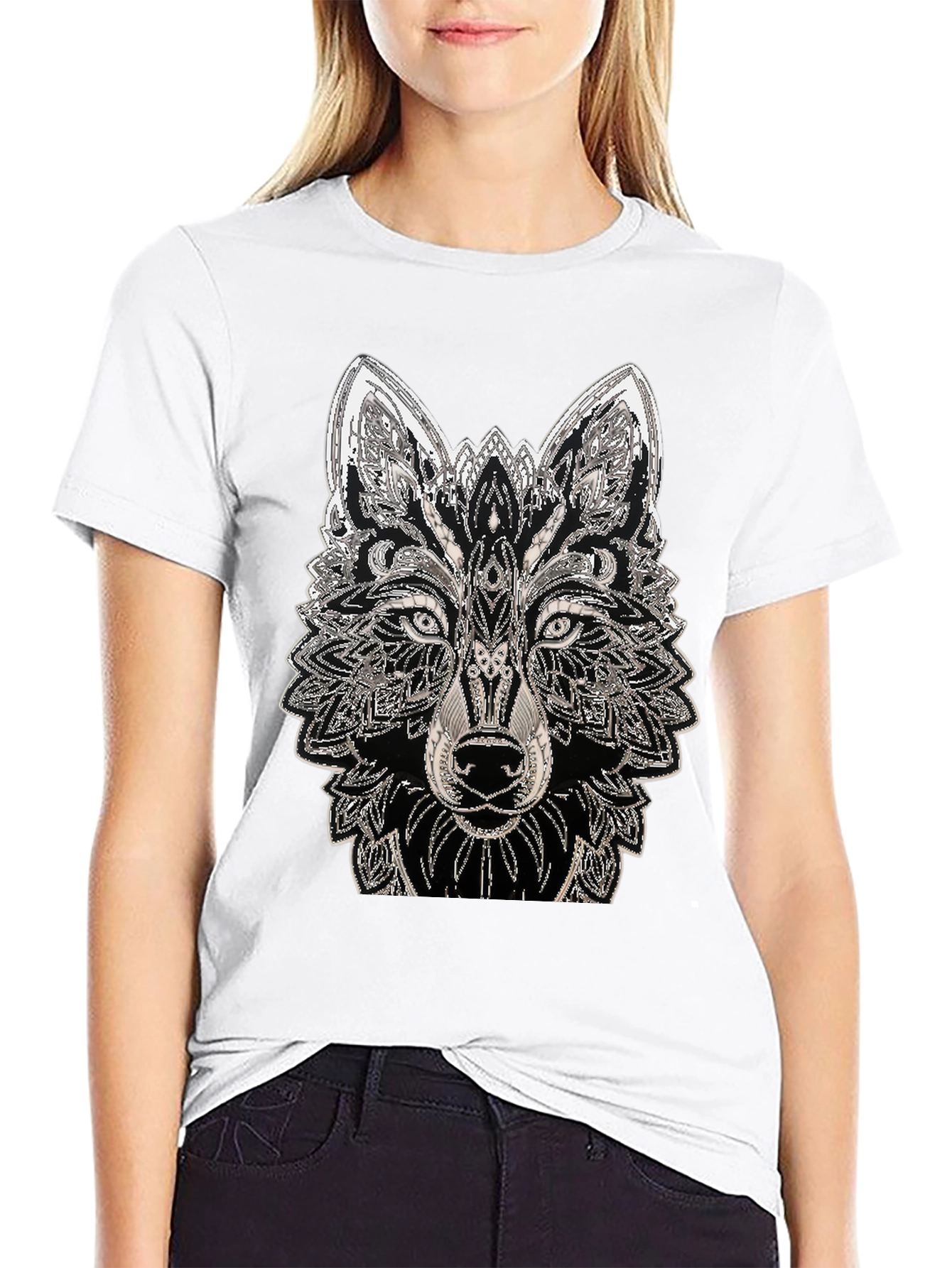 Wolf Graphic Tee - Black Cotton T-Shirt