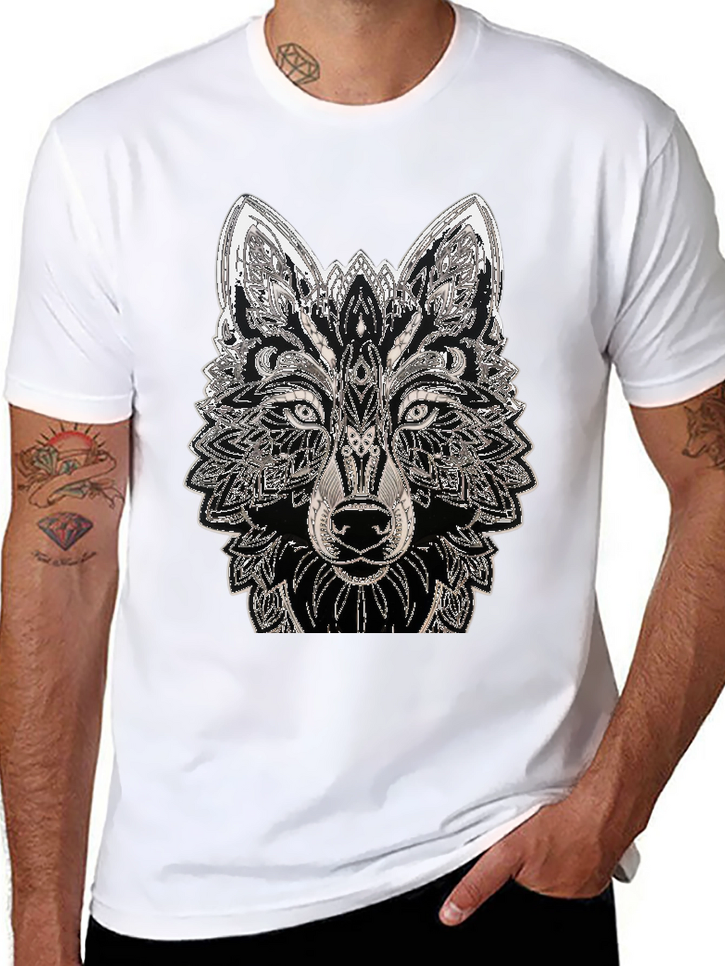 Wolf Graphic Tee - Black Cotton T-Shirt