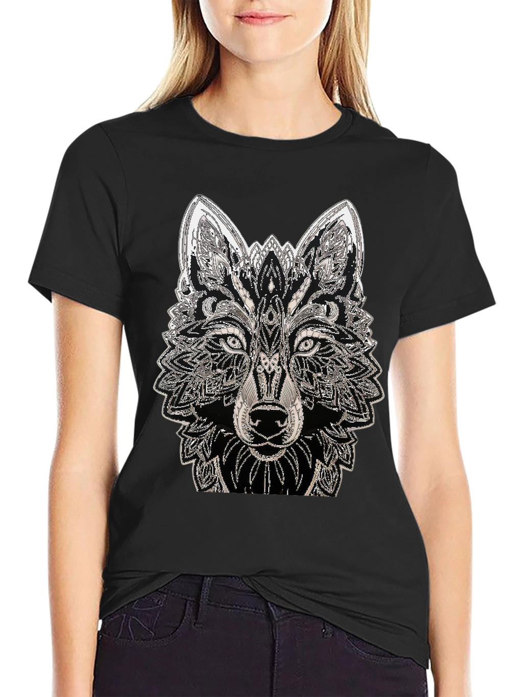 Wolf Graphic Tee - Black Cotton T-Shirt