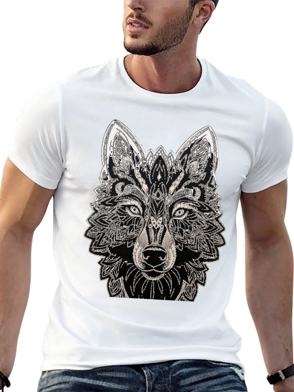 Wolf Graphic Tee - Black Cotton T-Shirt