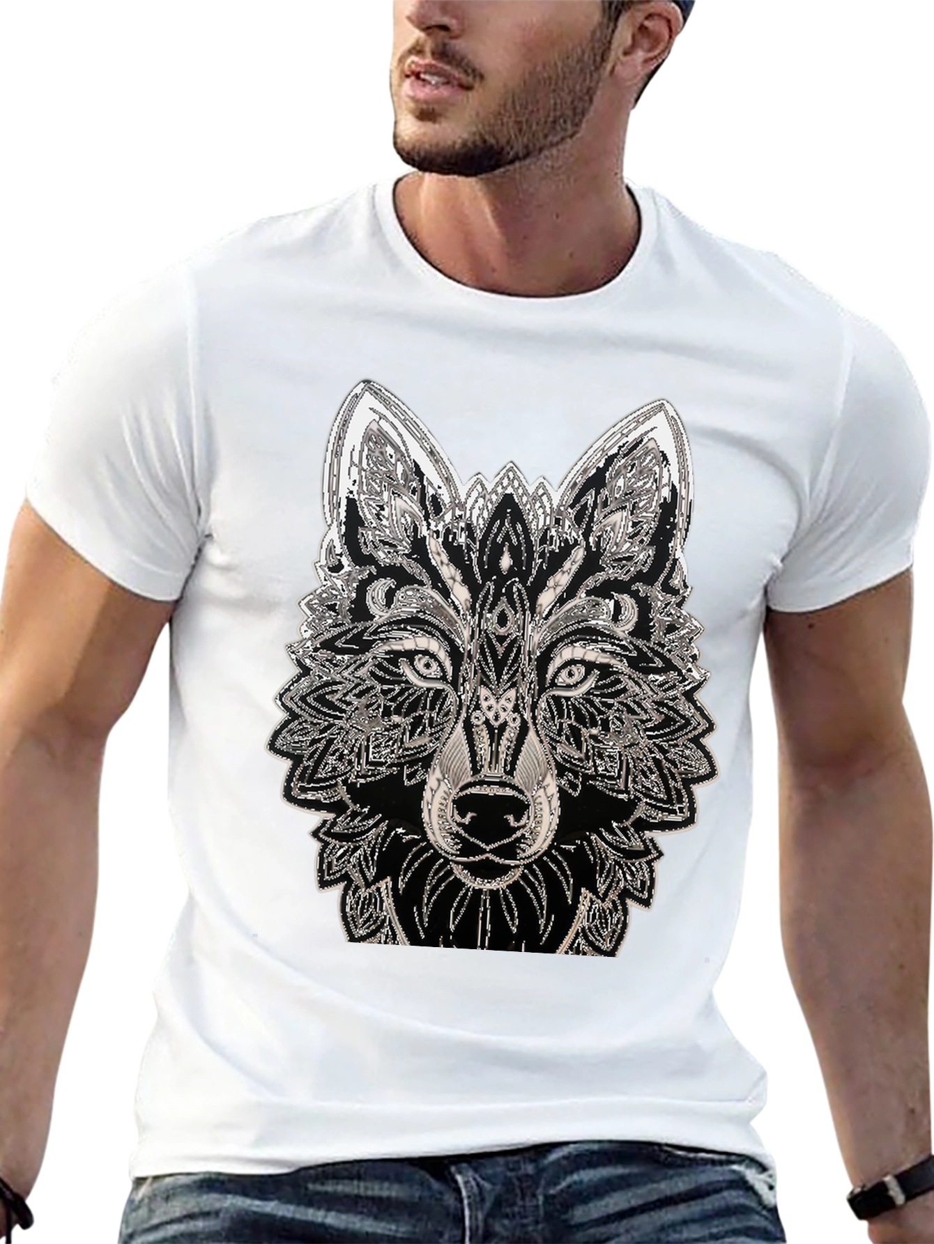 Wolf Graphic Tee - Black Cotton T-Shirt