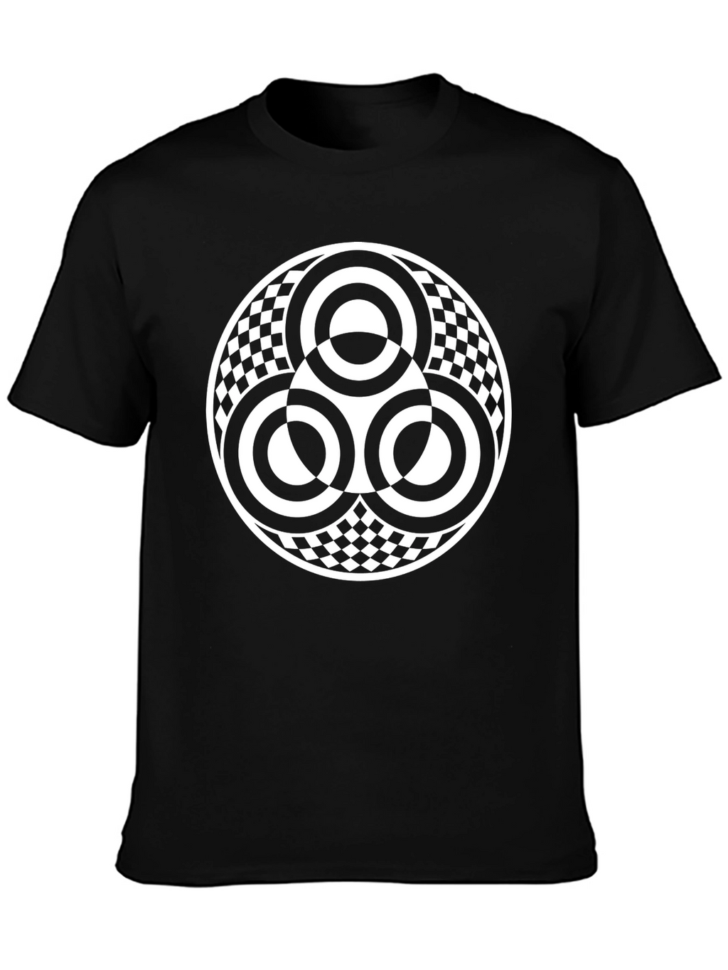 Geometric Circle Pattern T-Shirt - Black