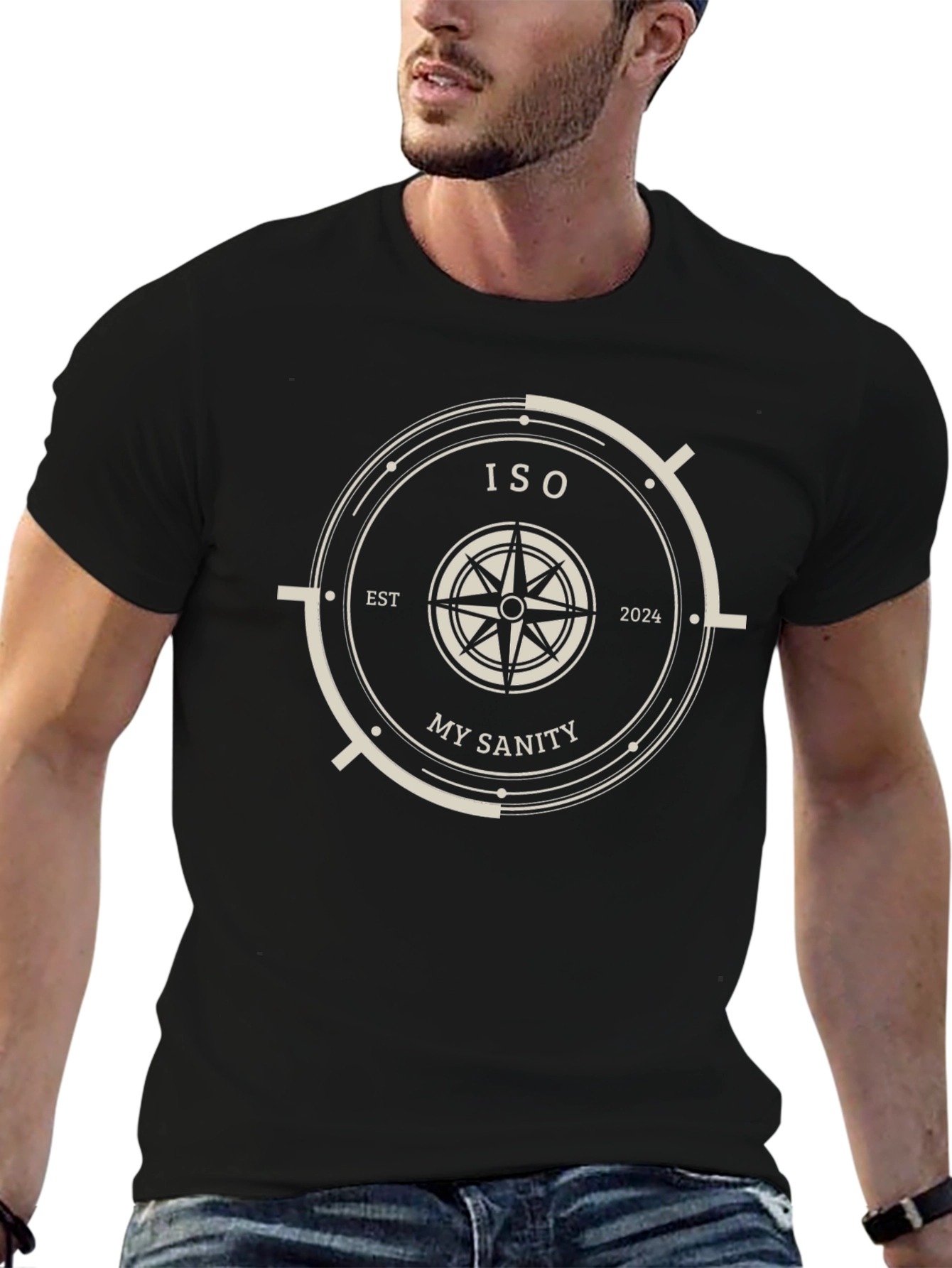 ISO My Sanity Black T-Shirt Compass Design
