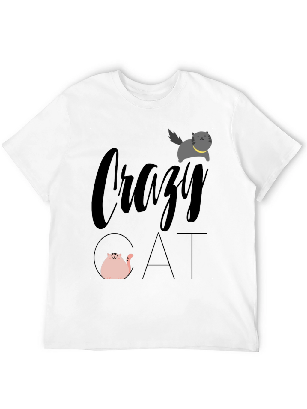 Crazy Cat Graphic Tee - Unisex Black T-Shirt