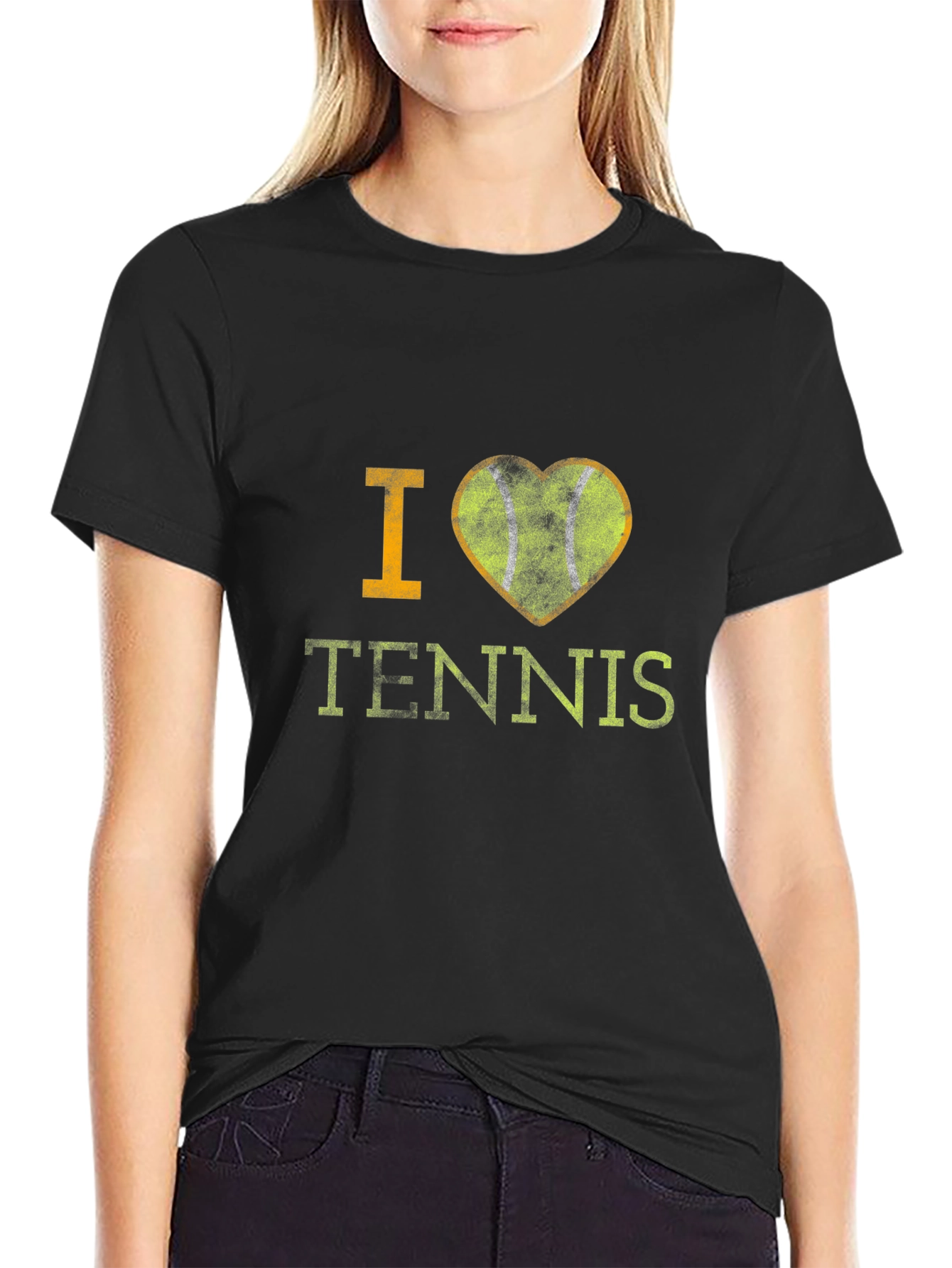 I Love Tennis Graphic T-Shirt - Black