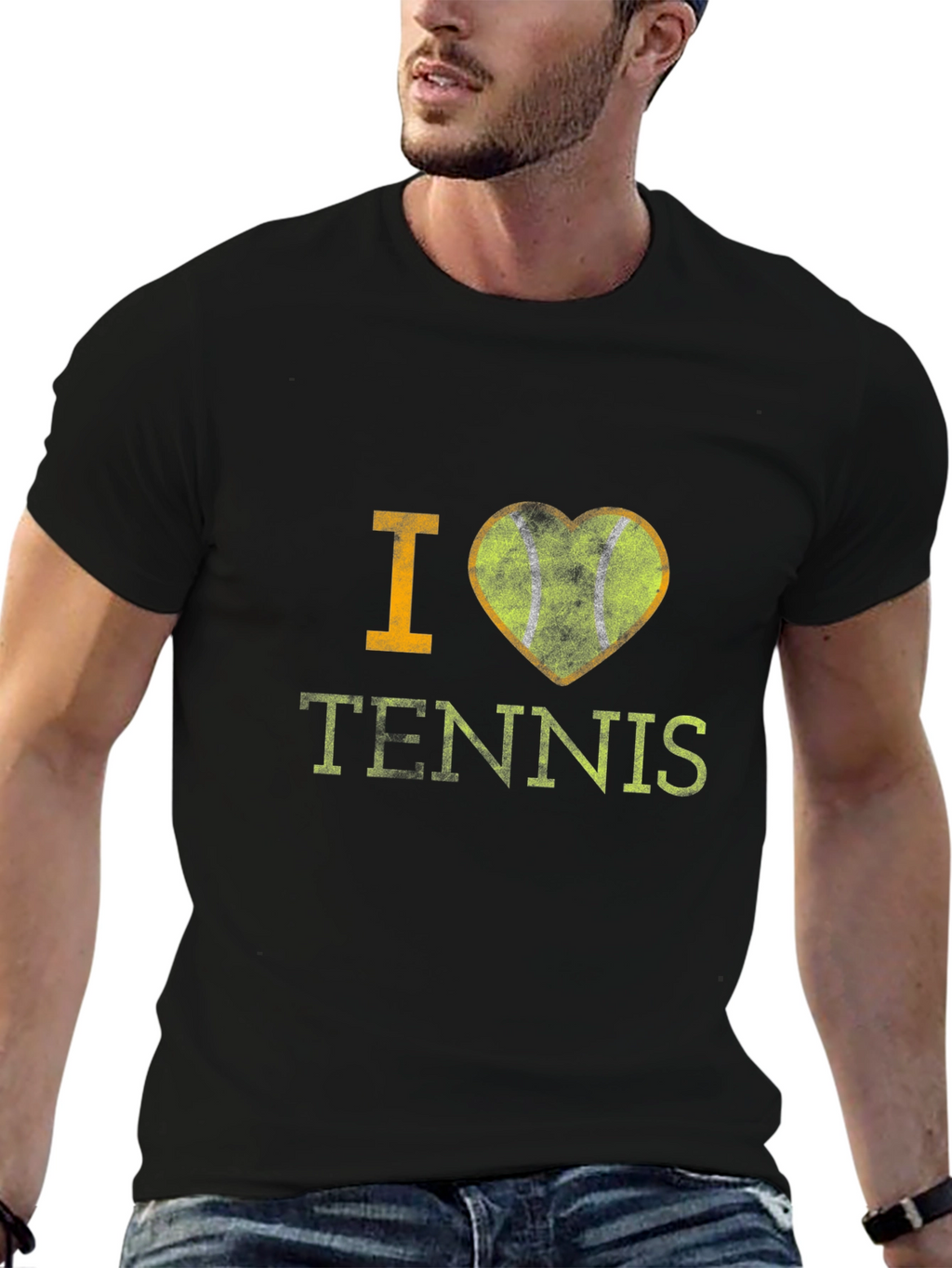 I Love Tennis Graphic T-Shirt - Black