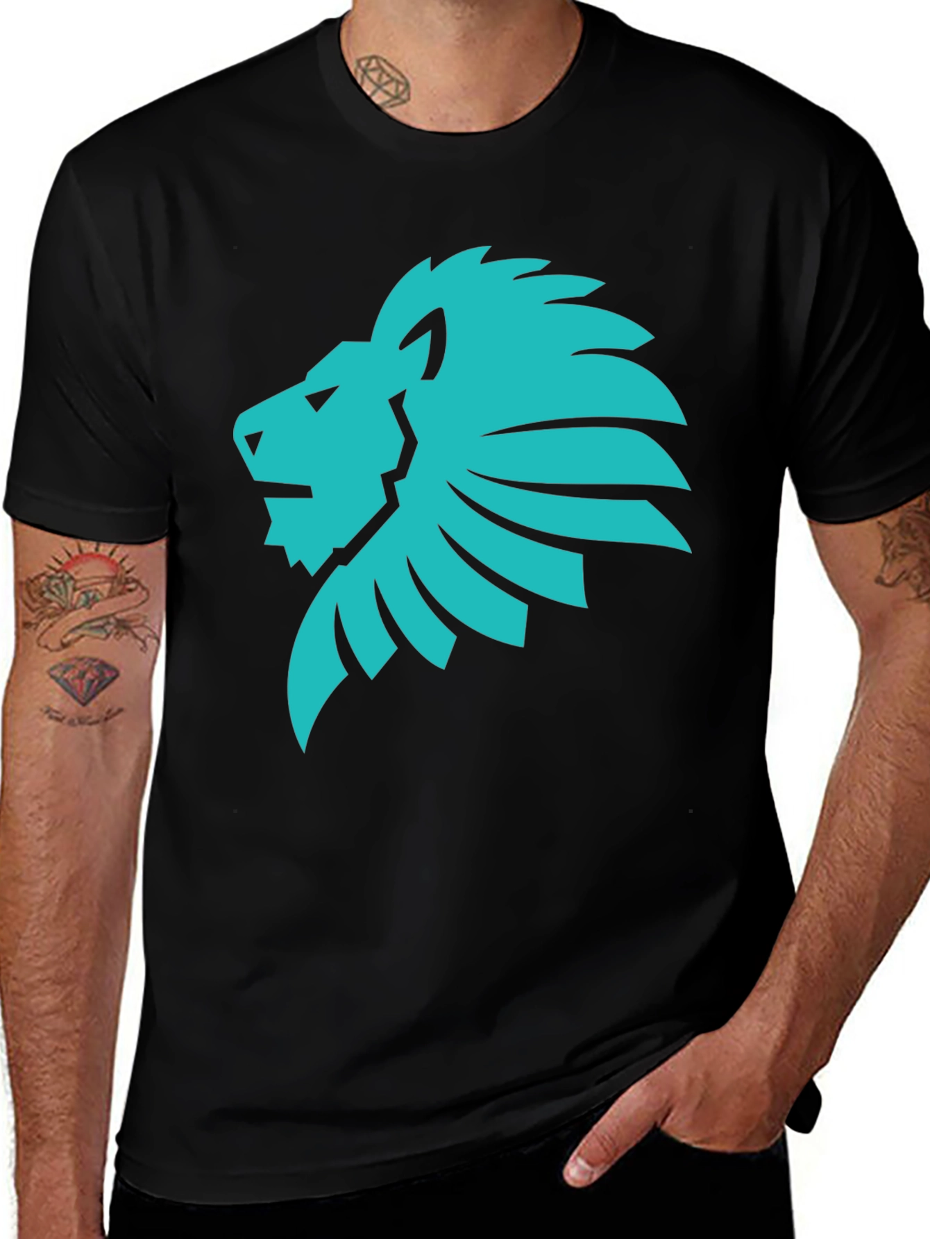Lion Graphic Tee - Cool Black T-Shirt