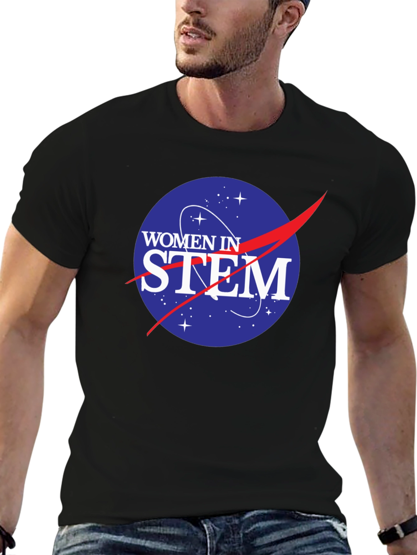 Women in STEM Black T-Shirt - Science & Space Tee