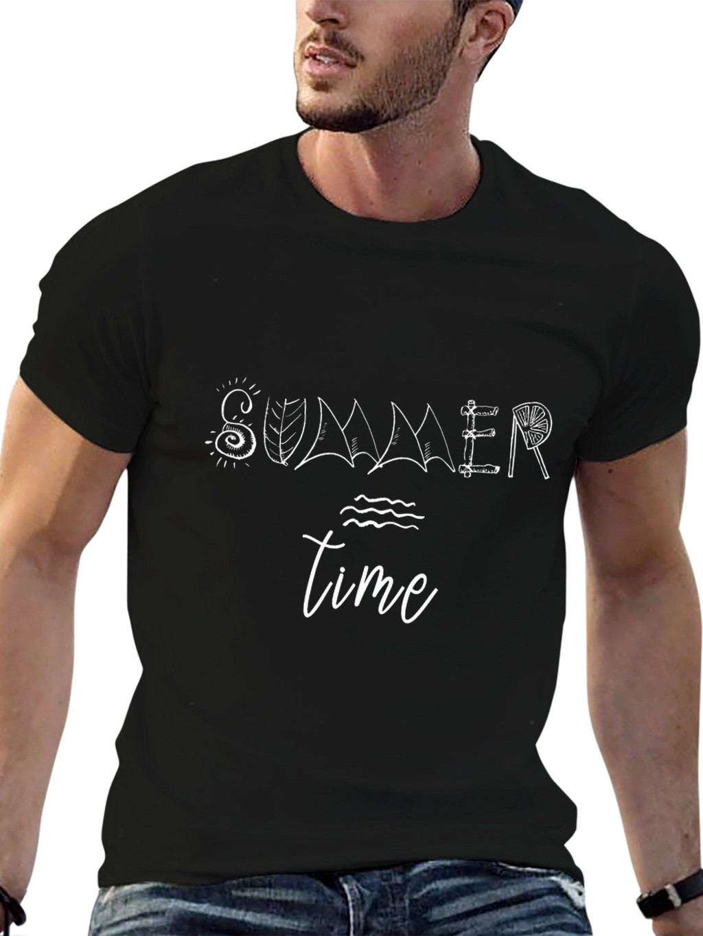 Summer Time Graphic Black T-Shirt