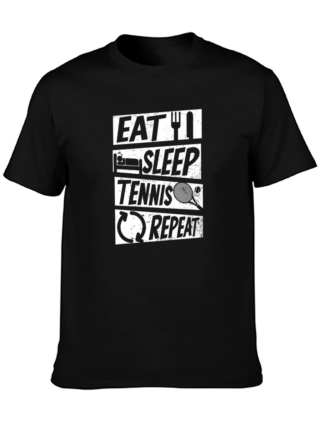 Eat Sleep Tennis Repeat Black Graphic Tee
