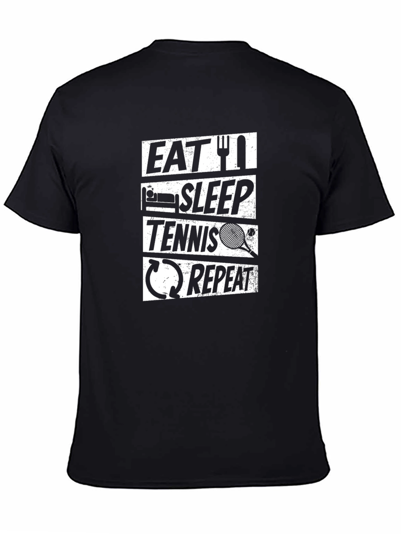 Eat Sleep Tennis Repeat Black Graphic Tee
