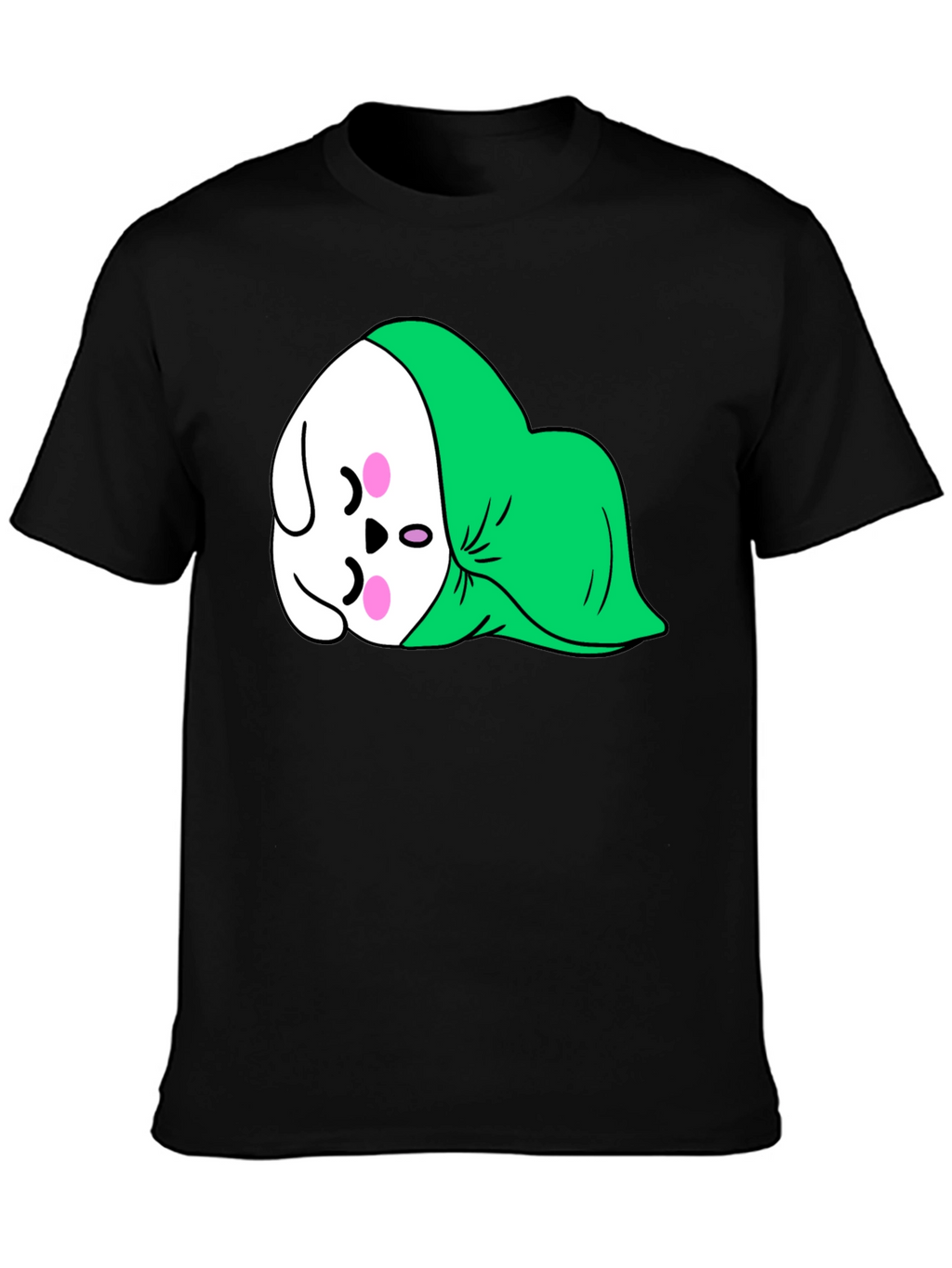 Cute Sleeping Cartoon Graphic Tee - Black