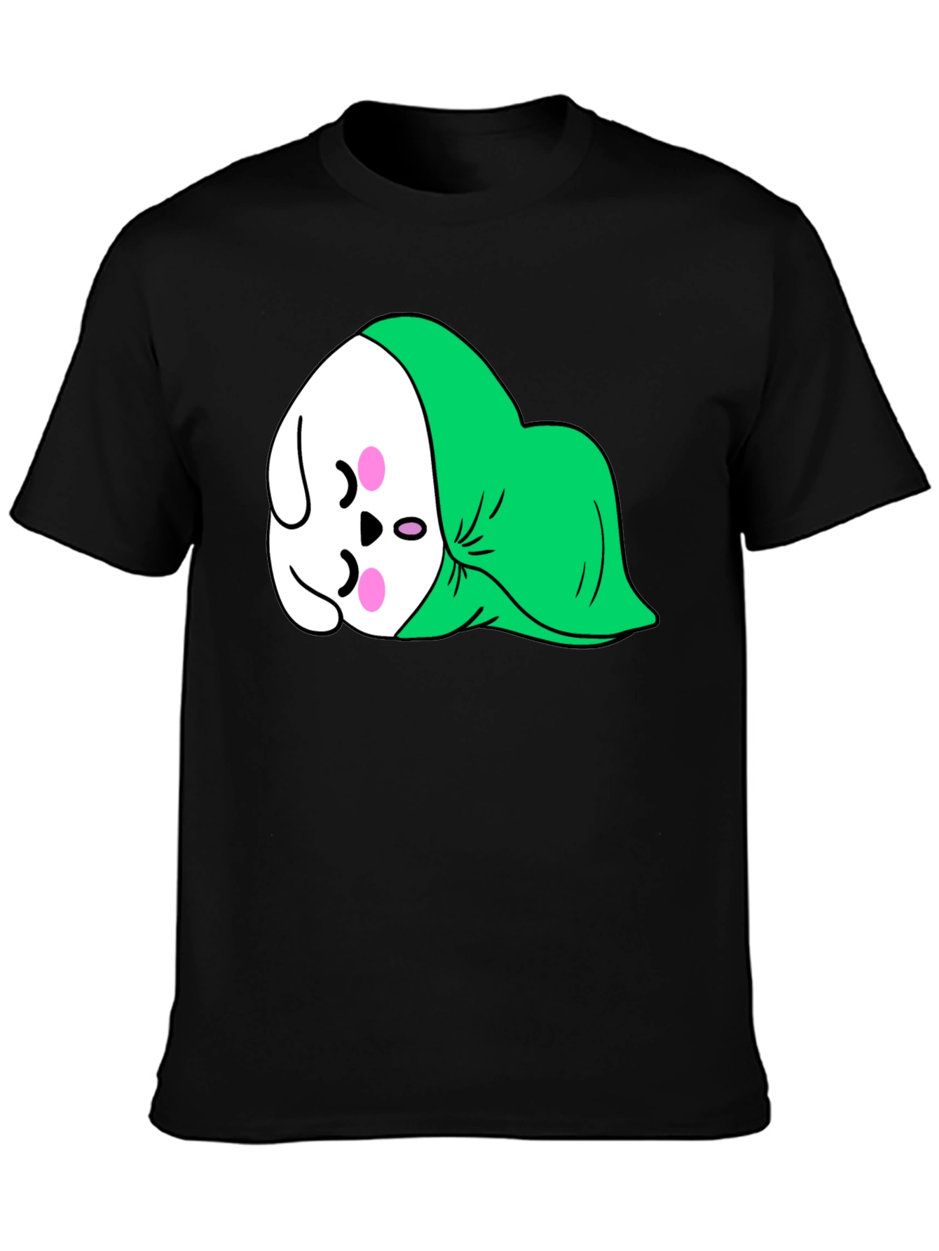 Cute Sleeping Cartoon Graphic Tee - Black