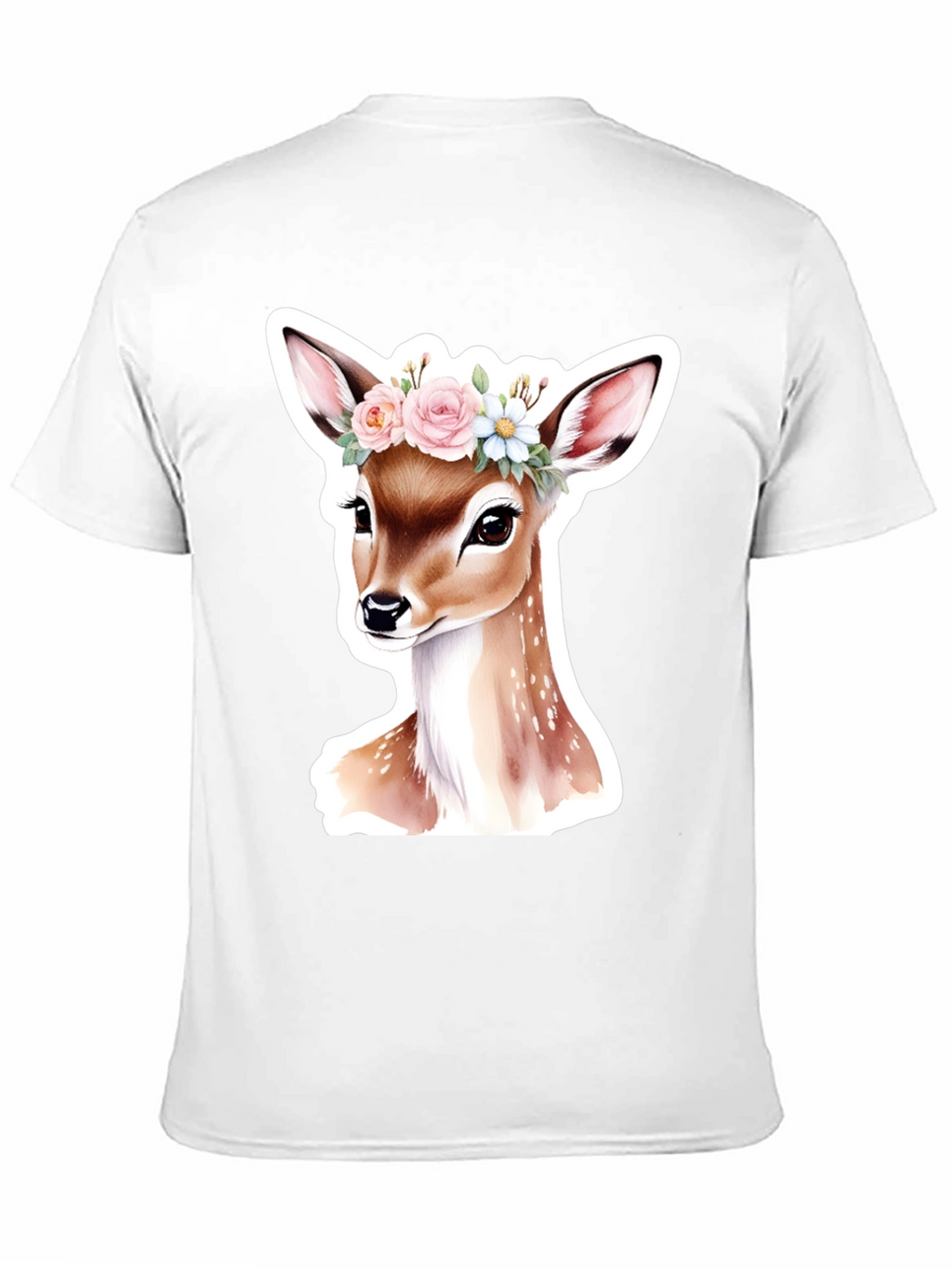 Deer Floral Crown Black T-Shirt
