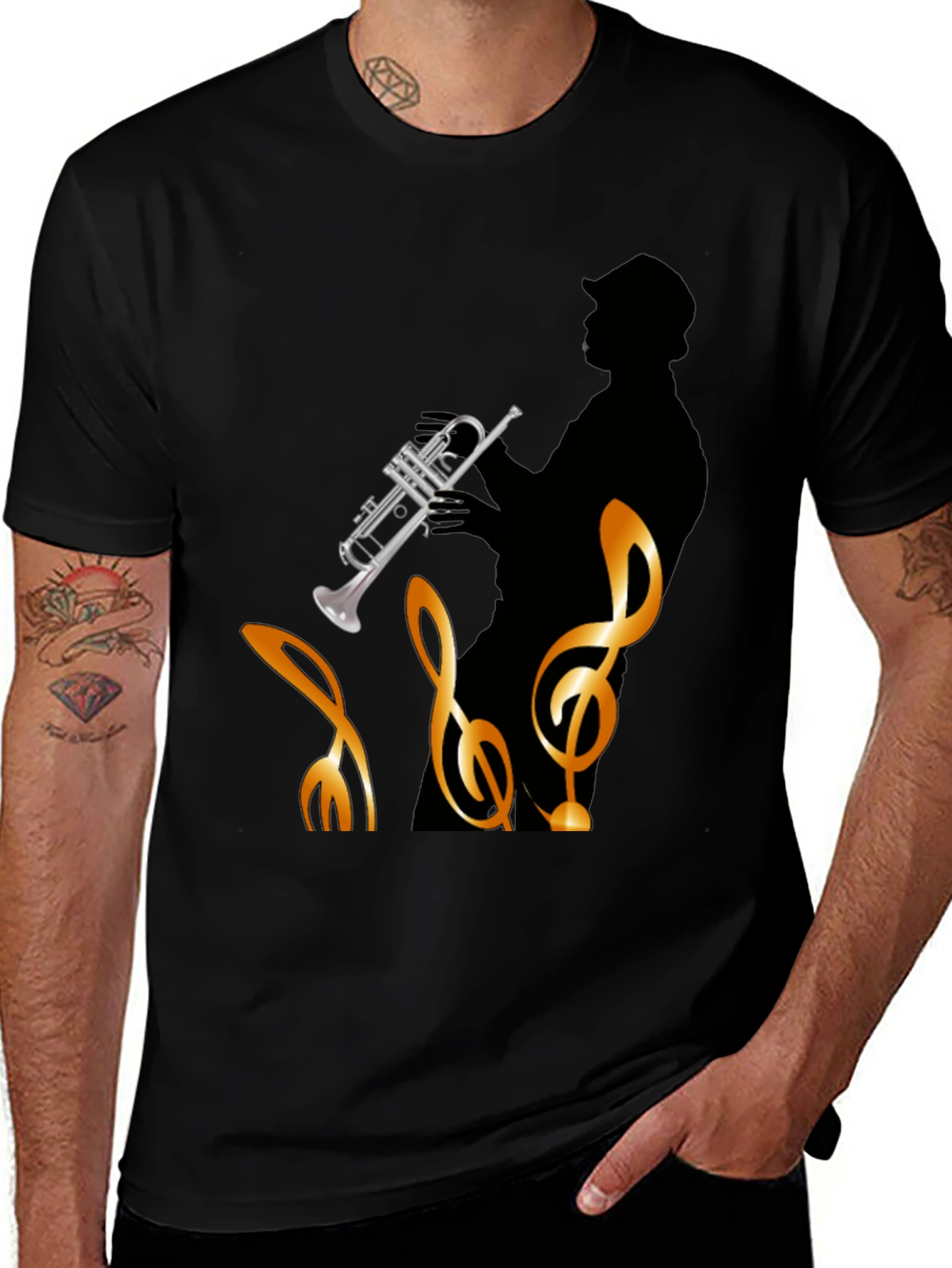 Cool Jazz Trumpet Player Black T-Shirt