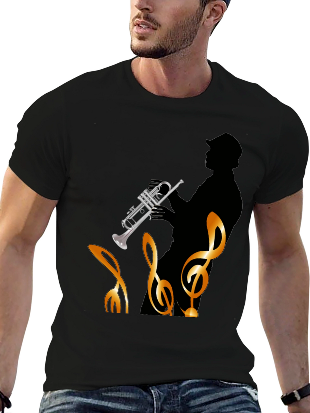 Cool Jazz Trumpet Player Black T-Shirt
