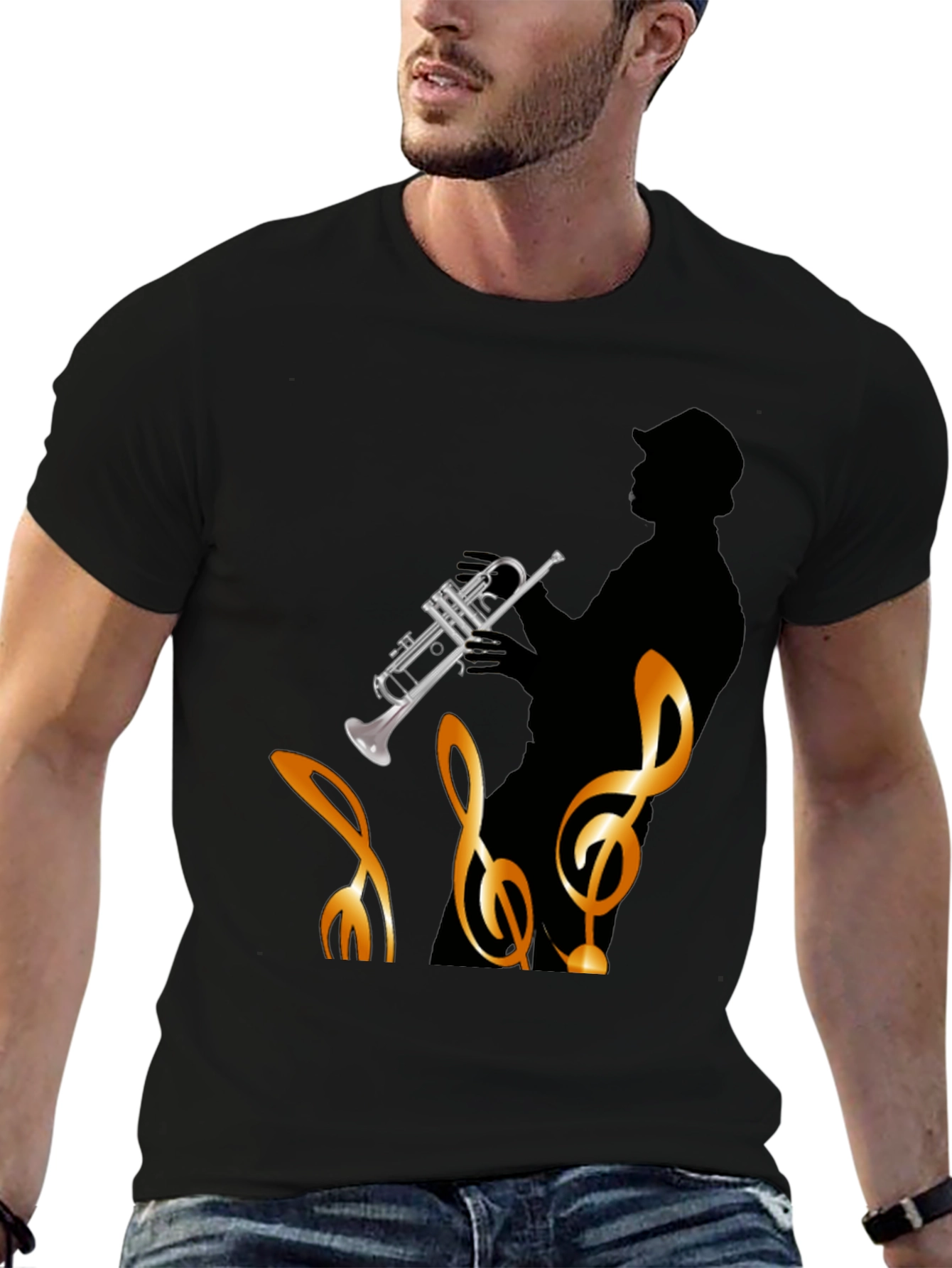 Cool Jazz Trumpet Player Black T-Shirt