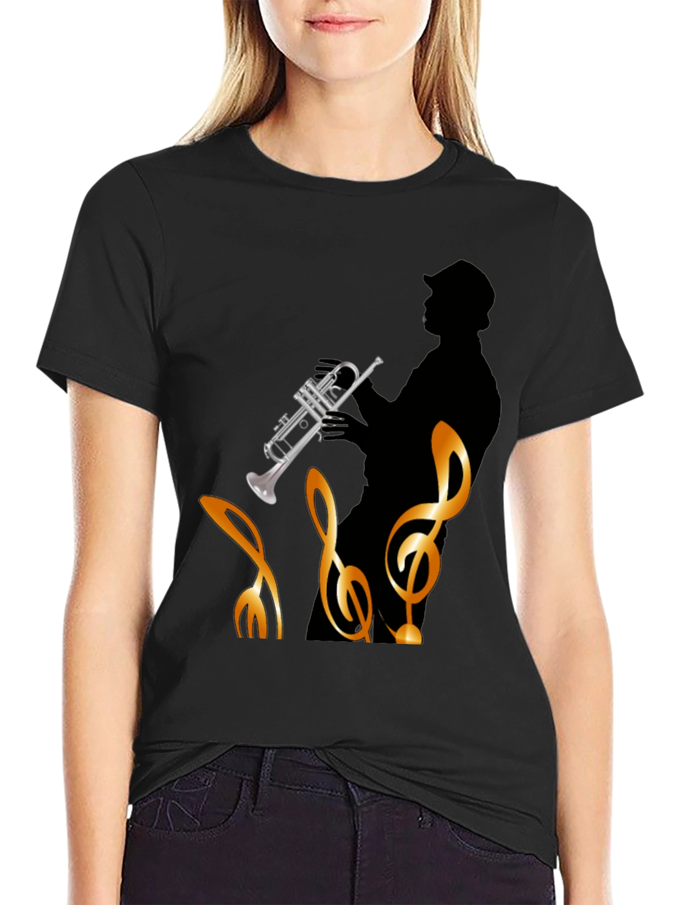 Cool Jazz Trumpet Player Black T-Shirt