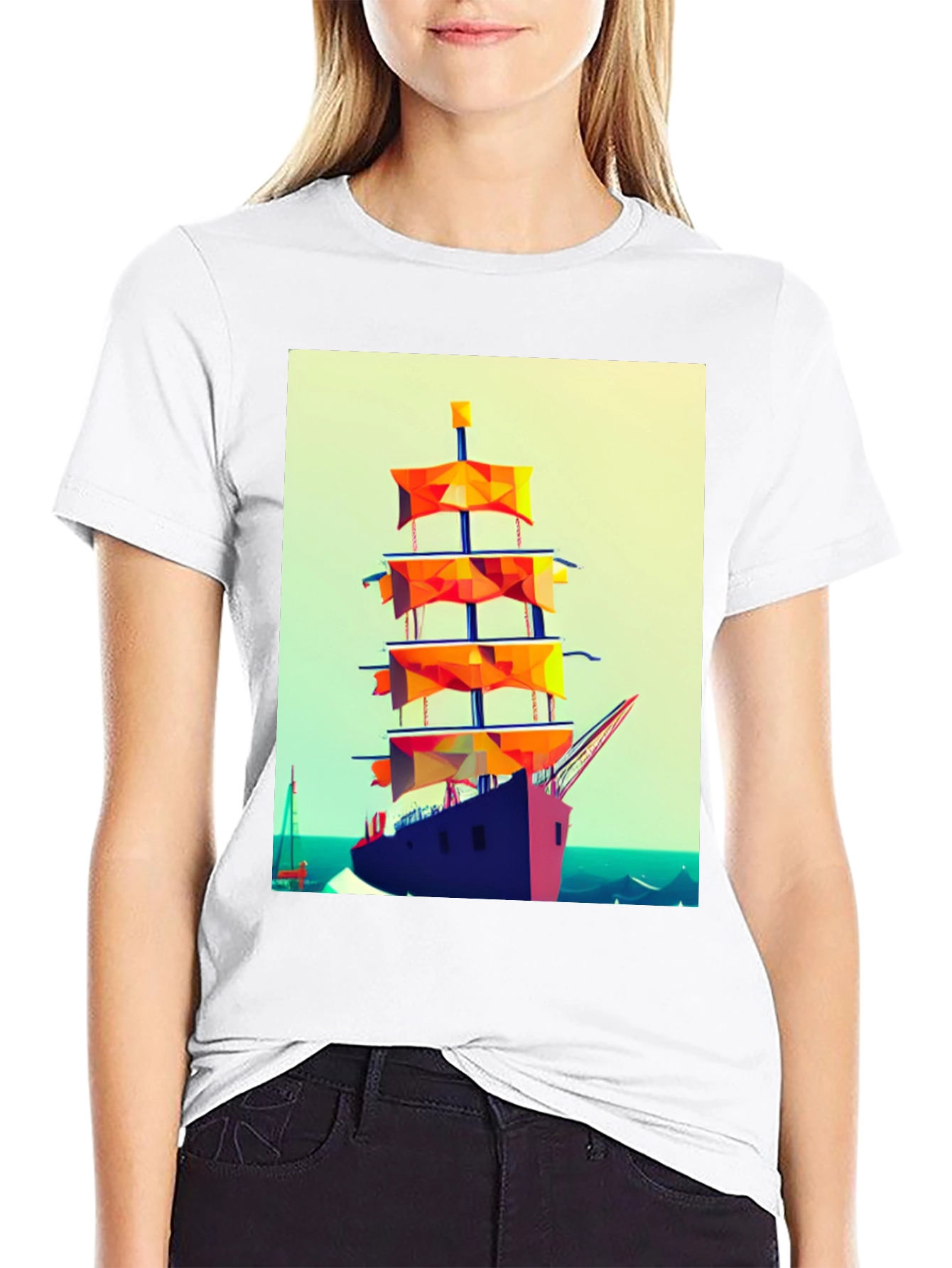 Sailing Ship Graphic Tee - Retro Style