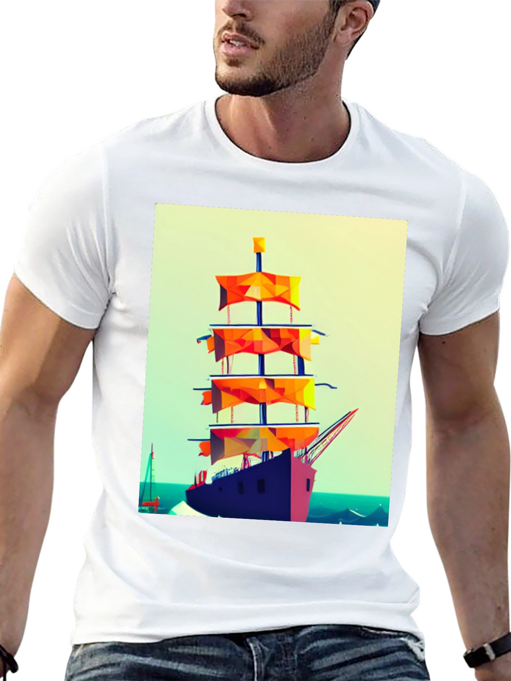 Sailing Ship Graphic Tee - Retro Style