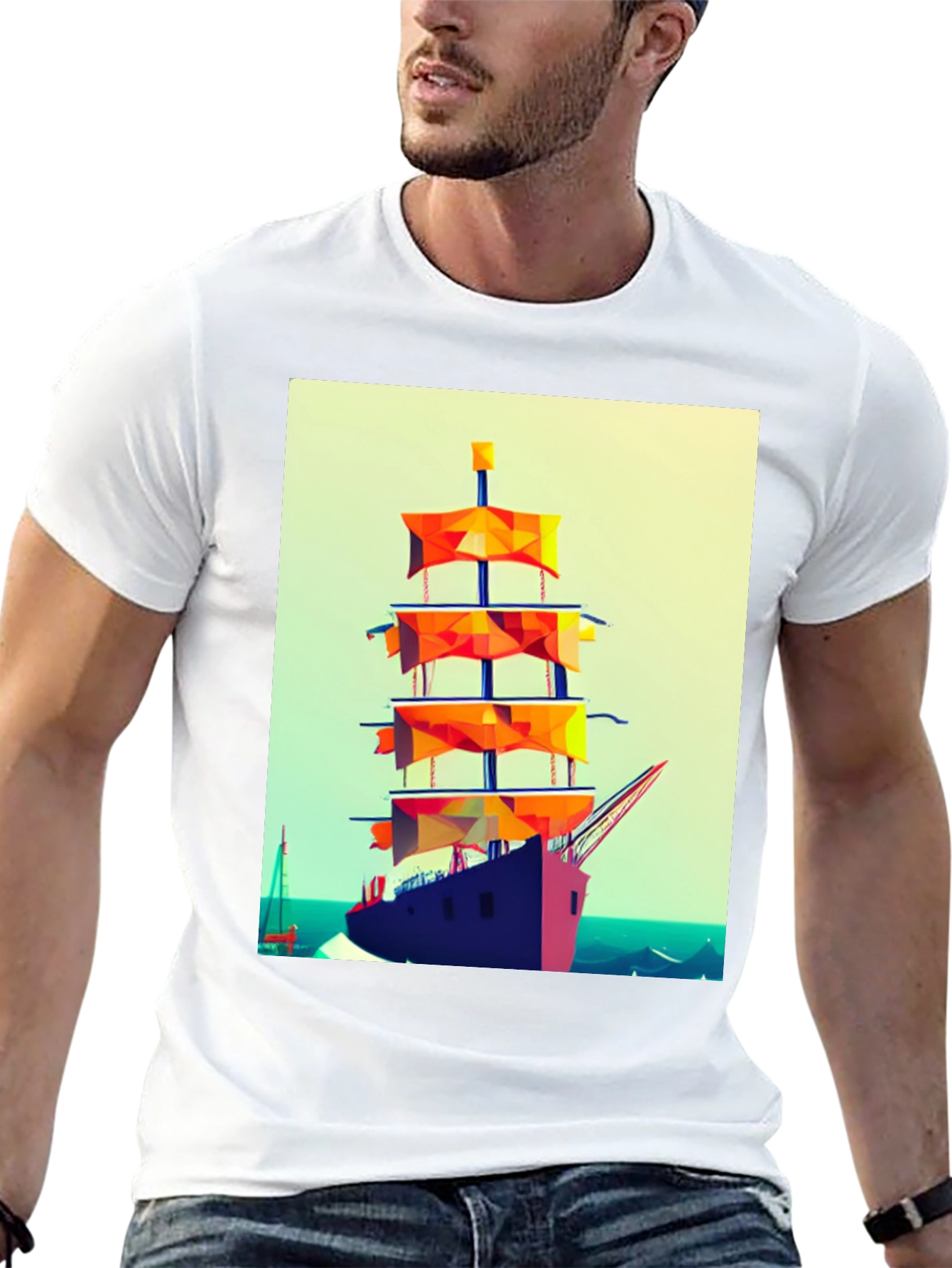 Sailing Ship Graphic Tee - Retro Style