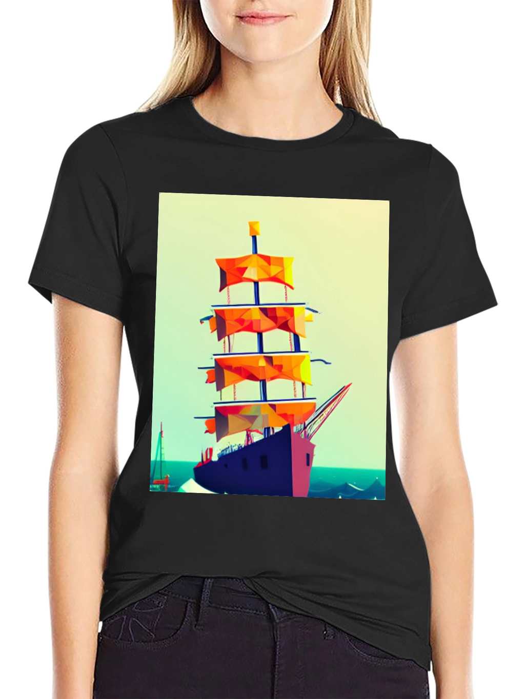 Sailing Ship Graphic Tee - Retro Style