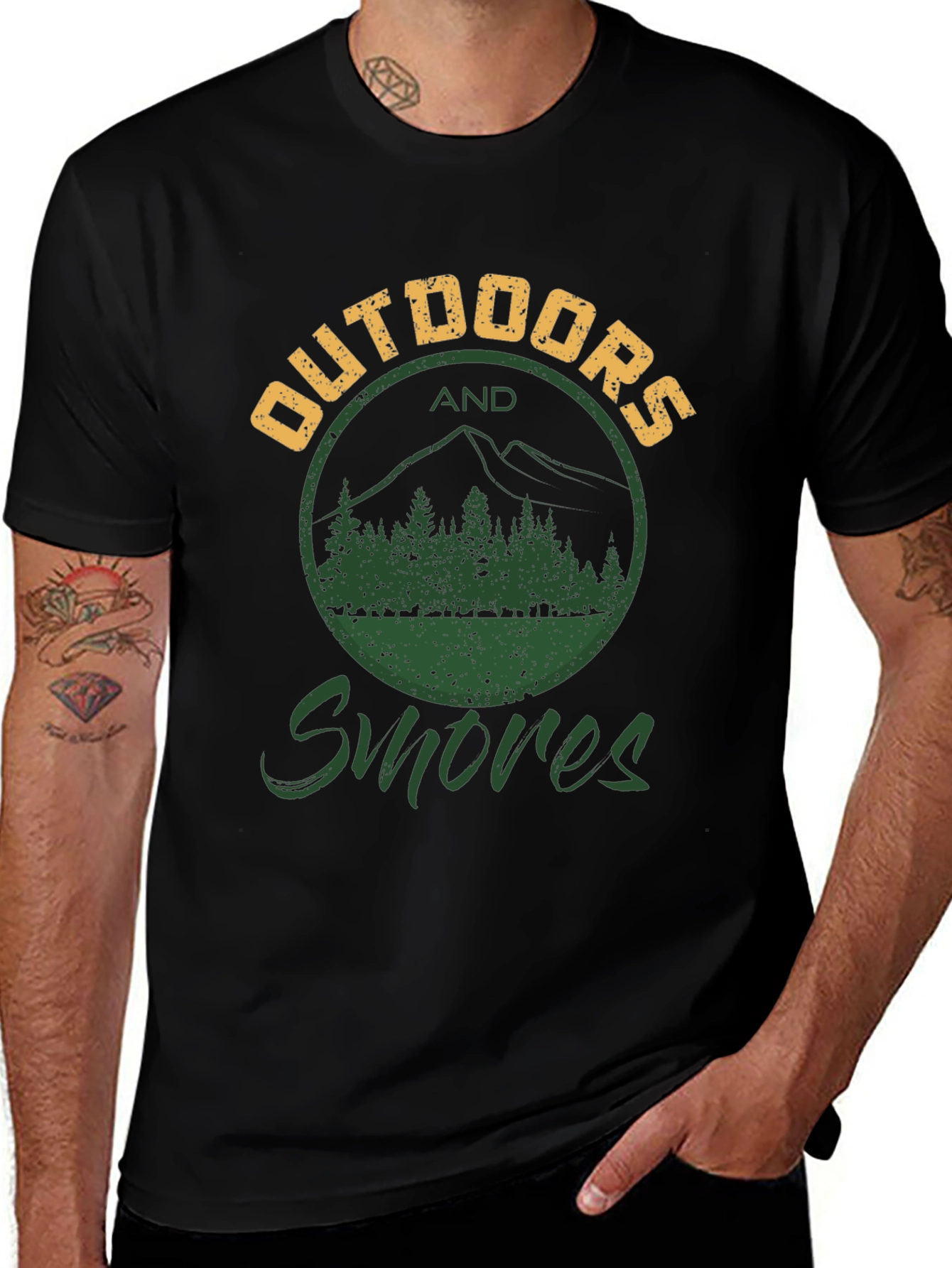 Outdoors and Smores Graphic Tee - Black