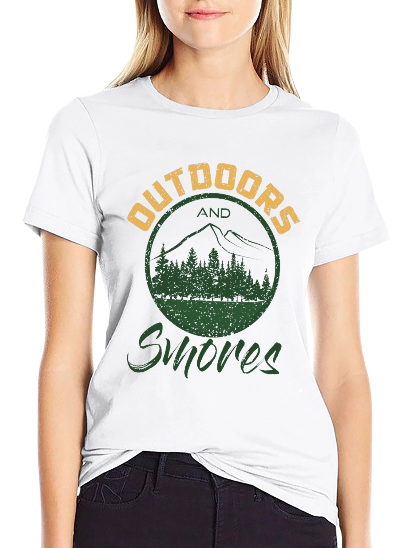 Outdoors and Smores Graphic Tee - Black