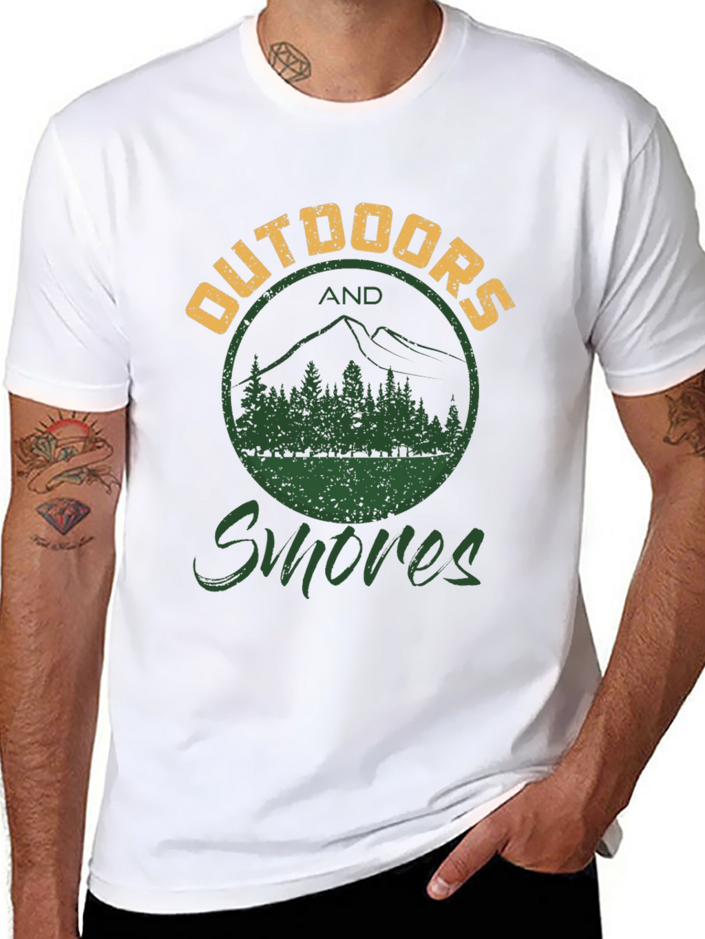 Outdoors and Smores Graphic Tee - Black